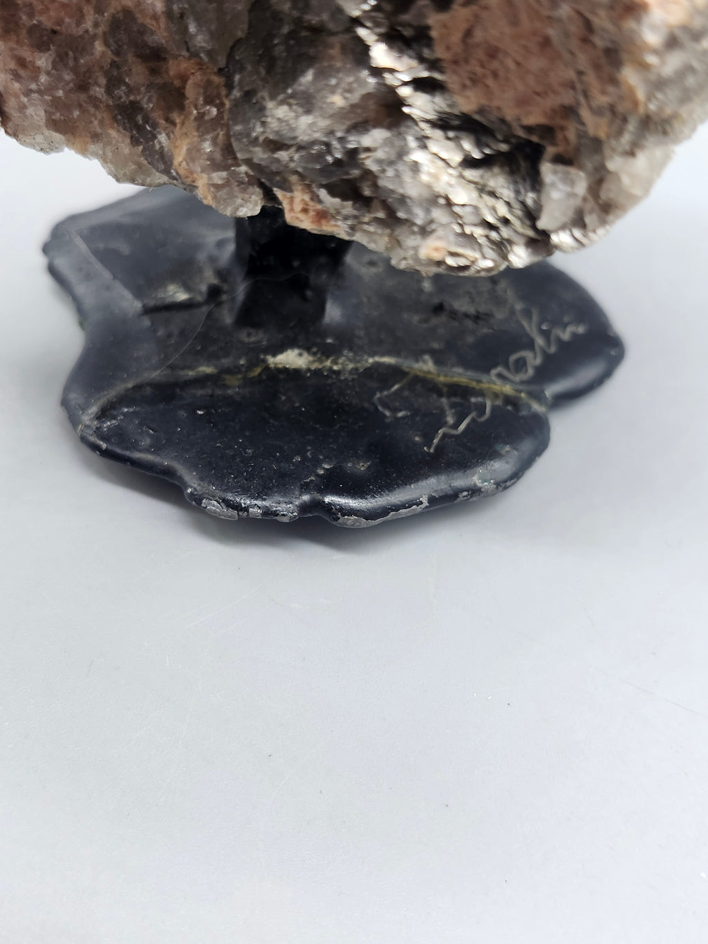 Signed Mixed Media Fisherman Sculpture on Quartz Rock Handmade Art Statue