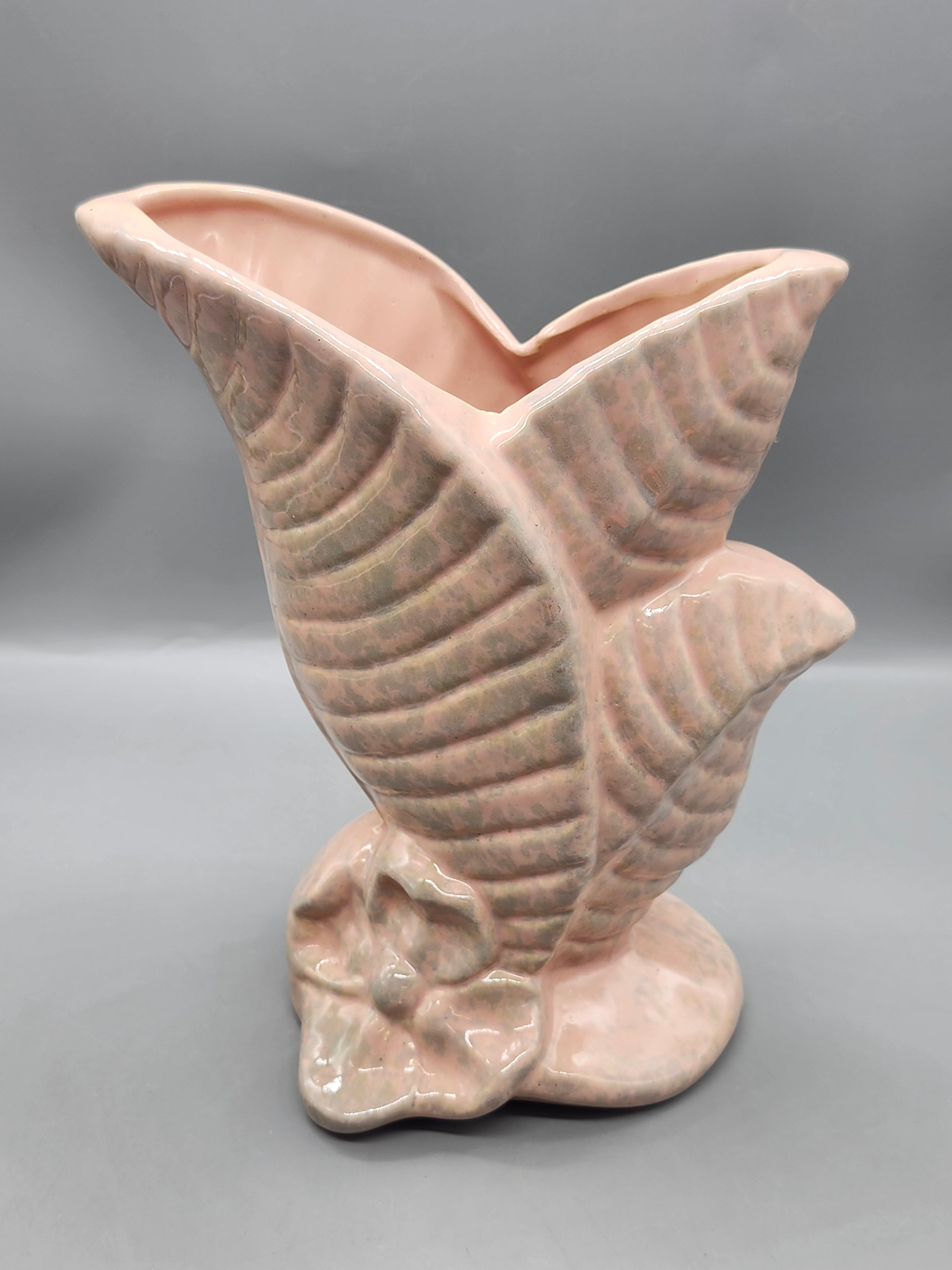 Vintage Gonder USA 167A Pink Leaf Vase Mid Century Art Pottery Planter