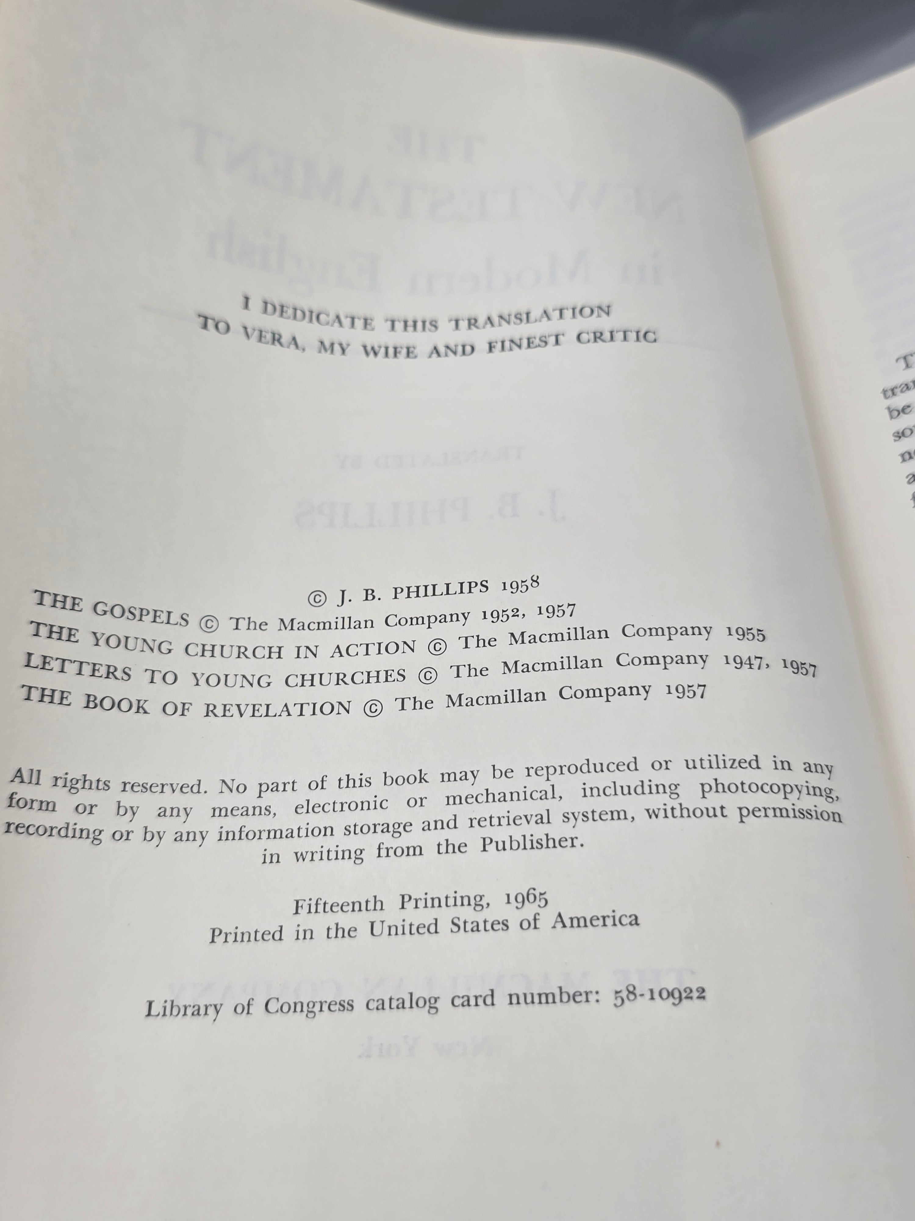 1965 The New Testament in Modern English J.B. Phillips 15th Printing