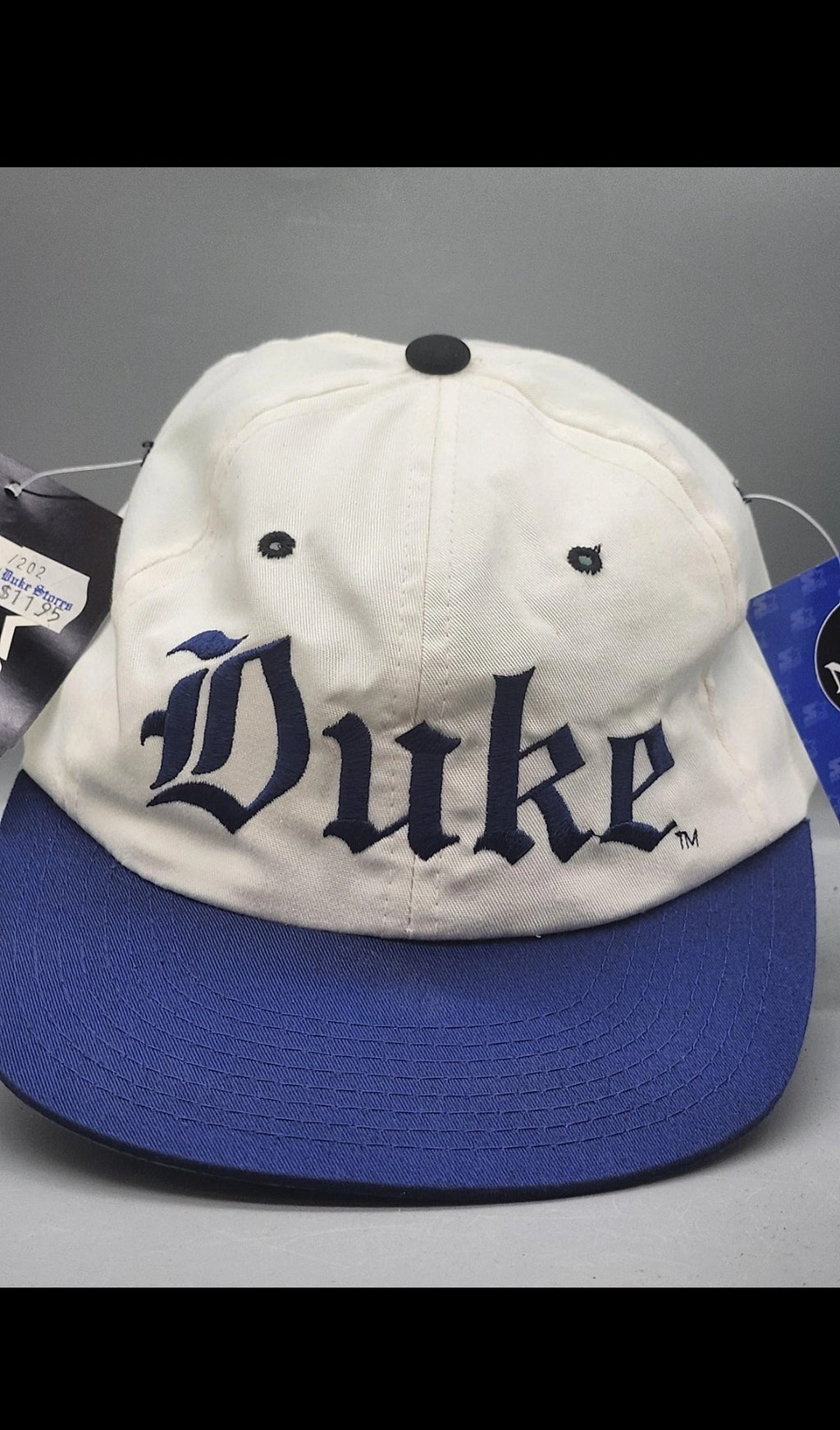 Vintage Duke Blue Devils Hat Cap Snap Back One Size Basketball Starter White 90s