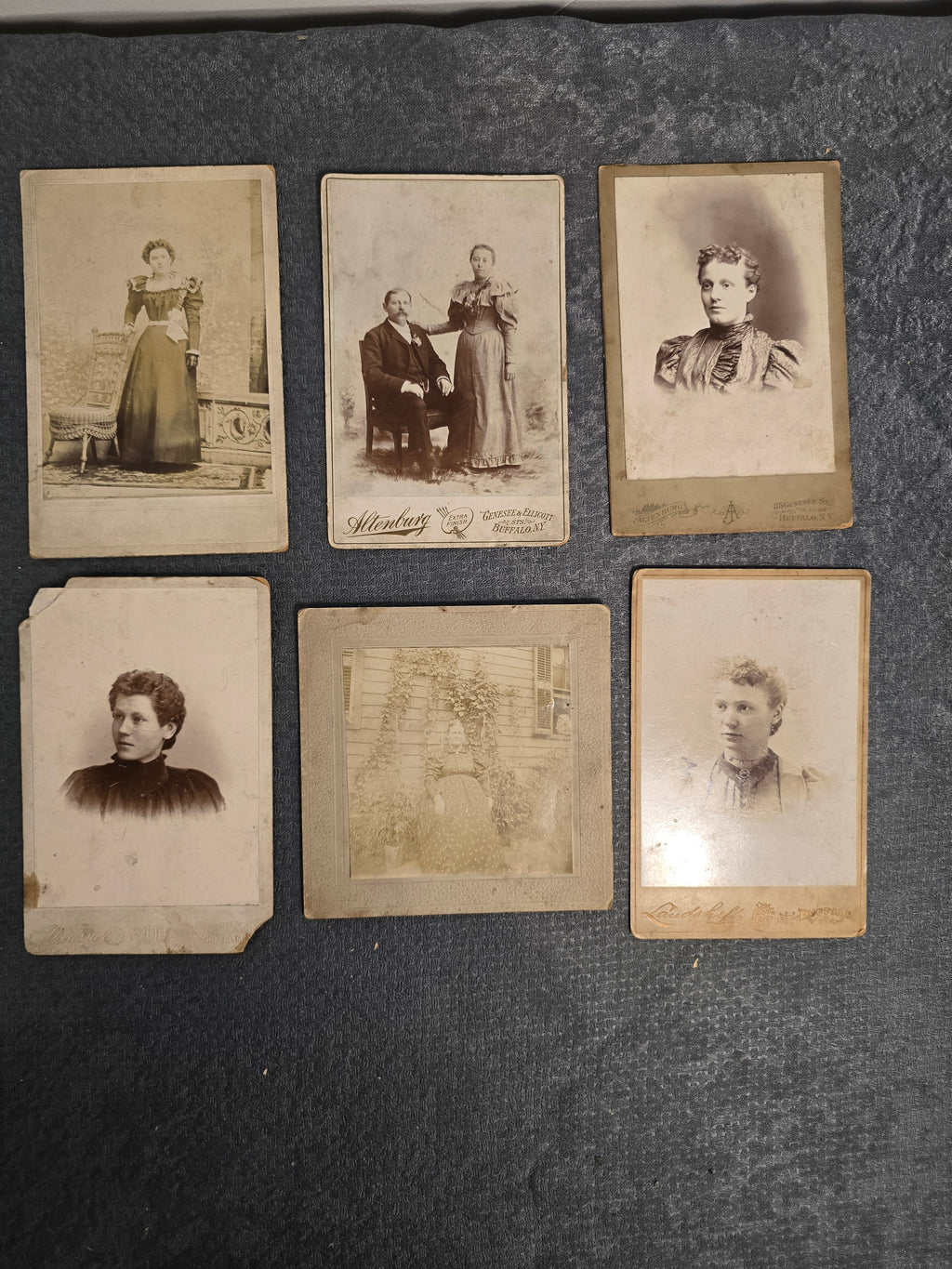 Lot of 6 Antique Victorian Cabinet Cards & Early Portrait Photographs c.1880s-1900s Buffalo NY