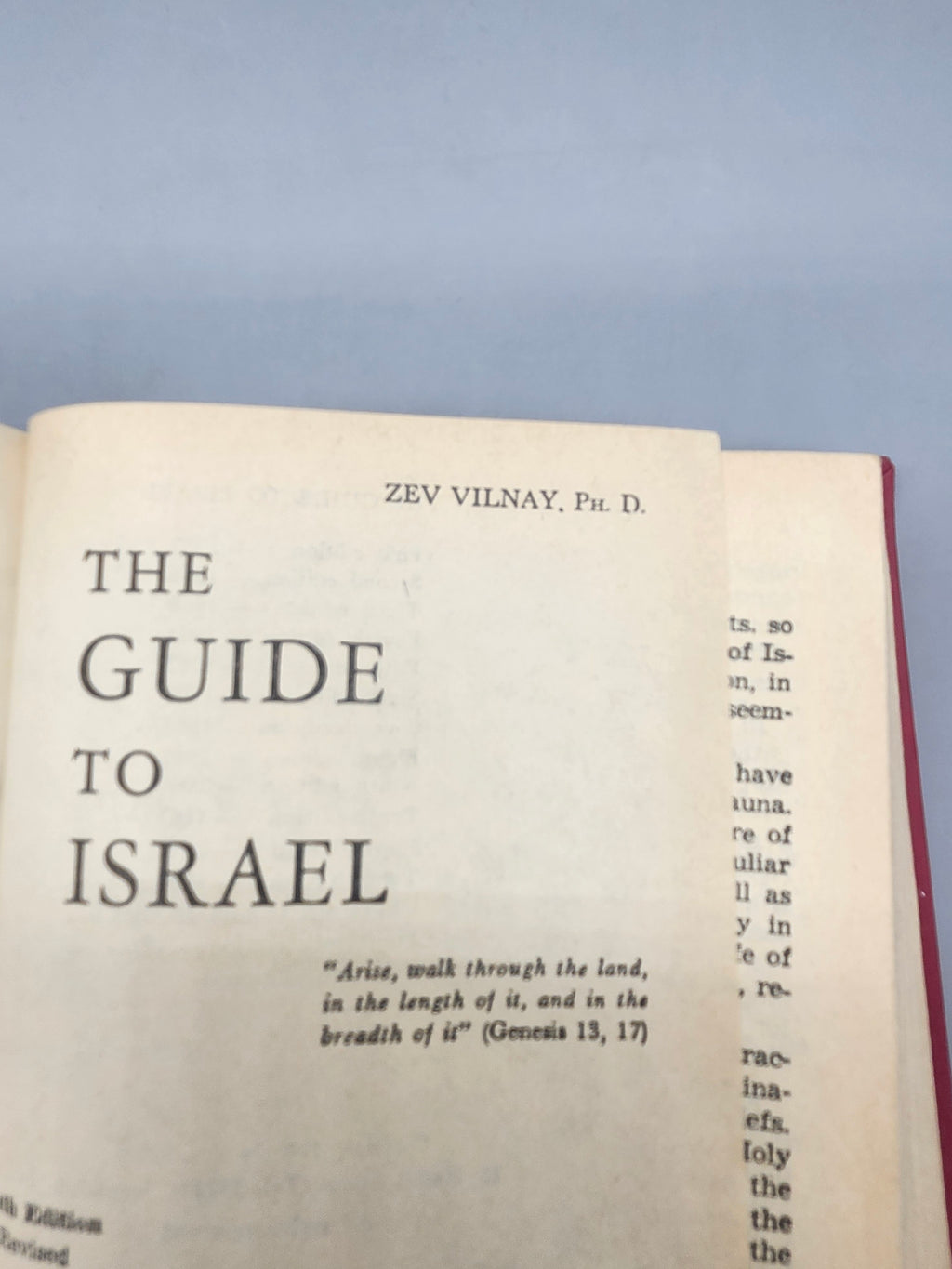 Signed Zev Vilnay The Guide to Israel 1972 HC 11th Revised w/ Fold Out Map