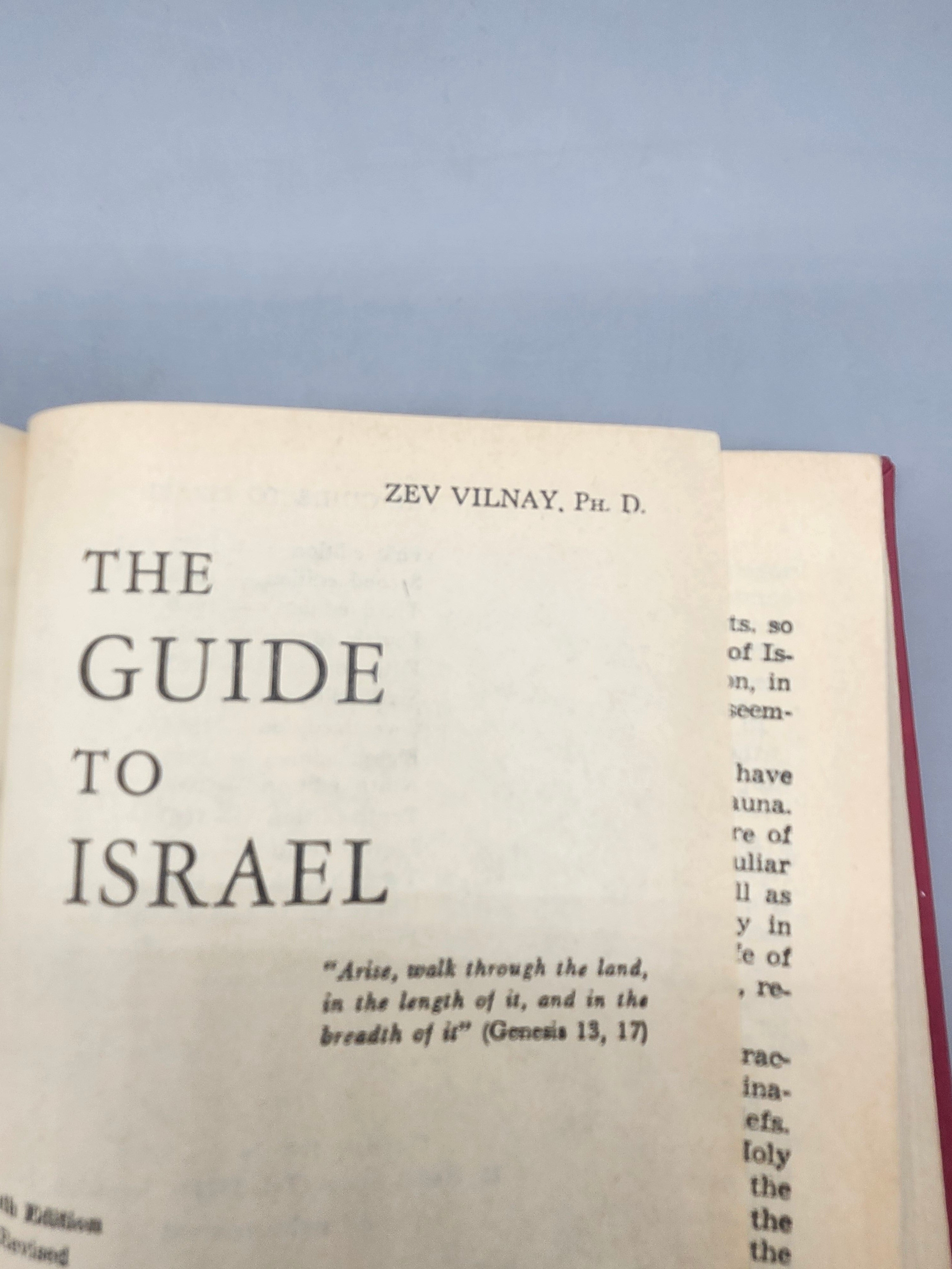 Signed Zev Vilnay The Guide to Israel 1972 HC 11th Revised w/ Fold Out Map
