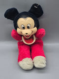Vintage Mickey Mouse Plush Rubber Face Doll Red Pajamas Bib 1970s Toy 11" Parts/Repair