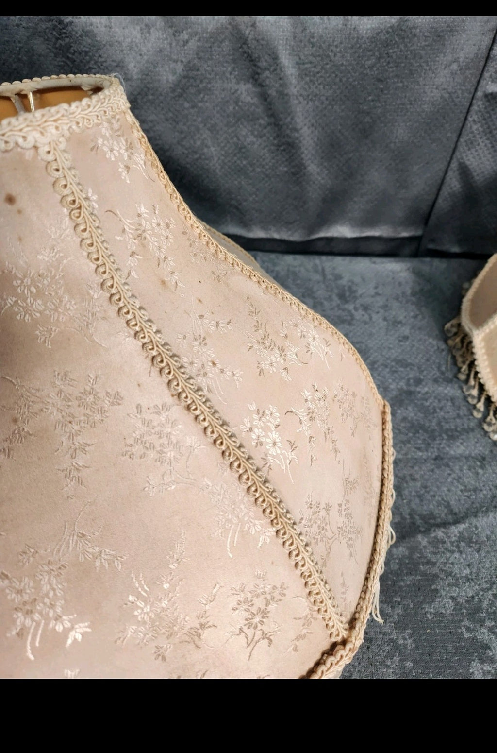 Vintage Victorian Style Lamp Shades Pair Floral Fringe Beaded Boudoir Cottage...