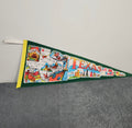Vintage Texas Souvenir Felt Pennant 31" State Map Alamo Six Flags Cowboy