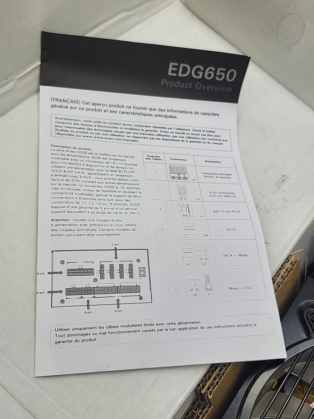 Antec EDGE EDG650 650W 80 Plus Gold Fully Modular Power Supply PSU Tested