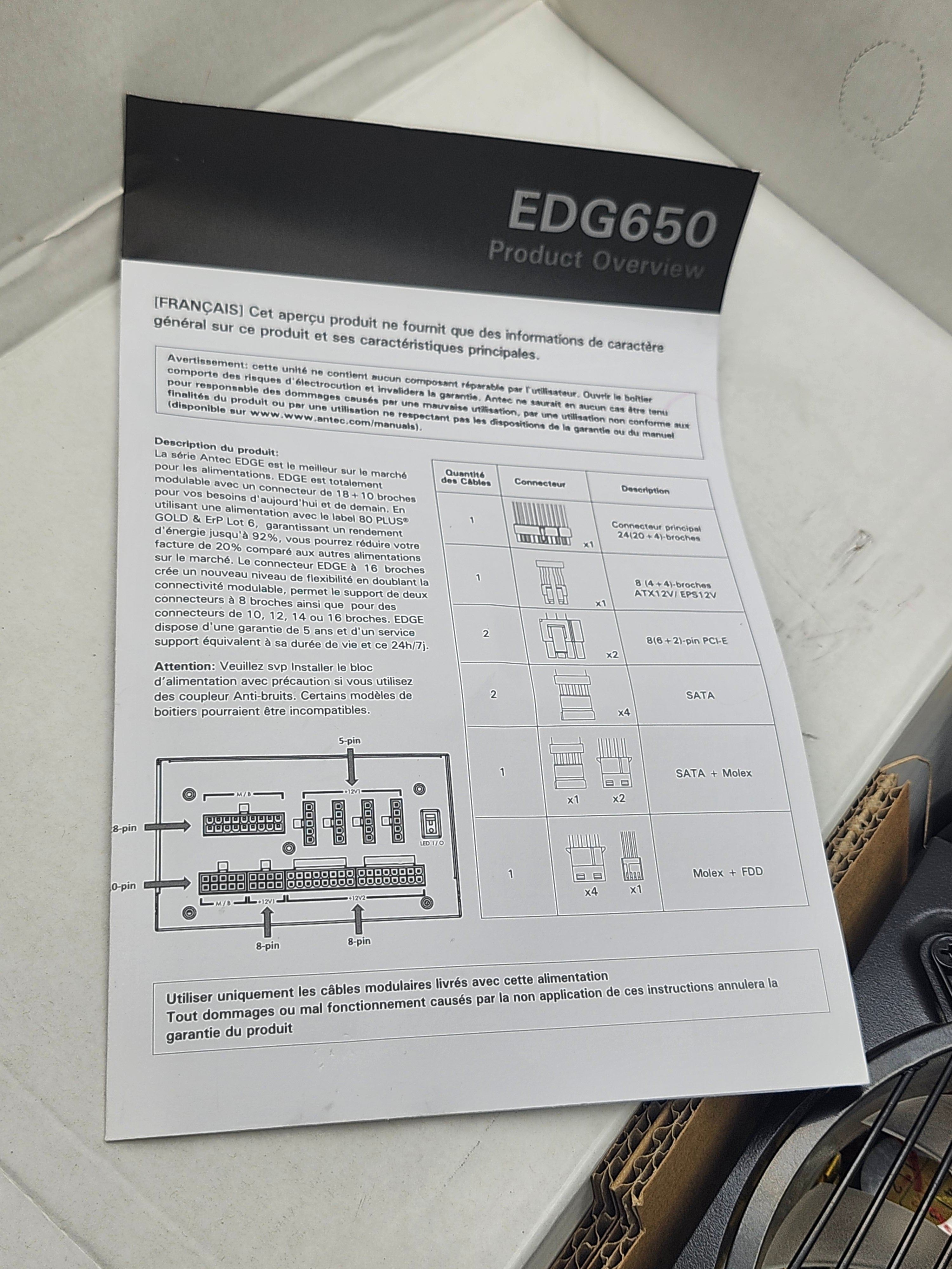 Antec EDGE EDG650 650W 80 Plus Gold Fully Modular Power Supply PSU Tested