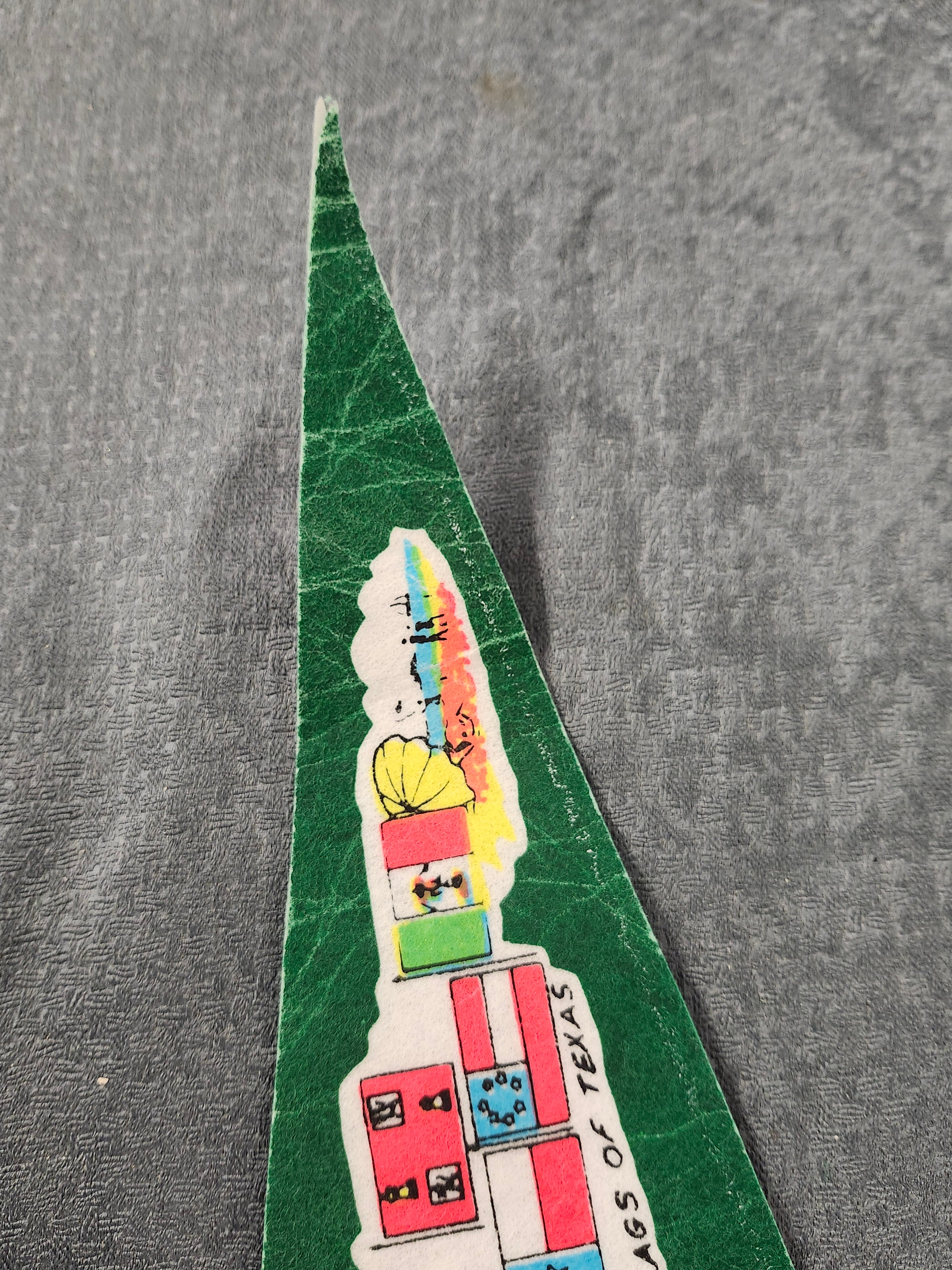 Vintage Texas Souvenir Felt Pennant 31" State Map Alamo Six Flags Cowboy