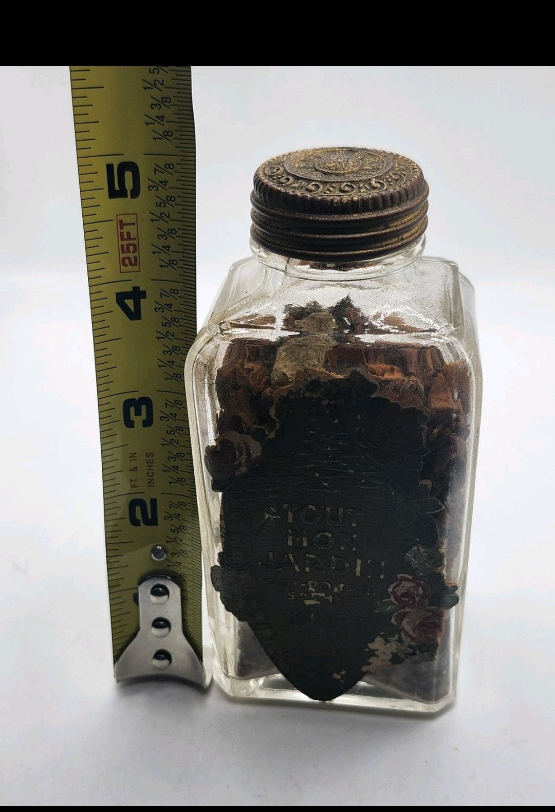 Vintage Richard Hudnut Tout Mon Jardin Potpourri Glass Bottle Vanity Decor