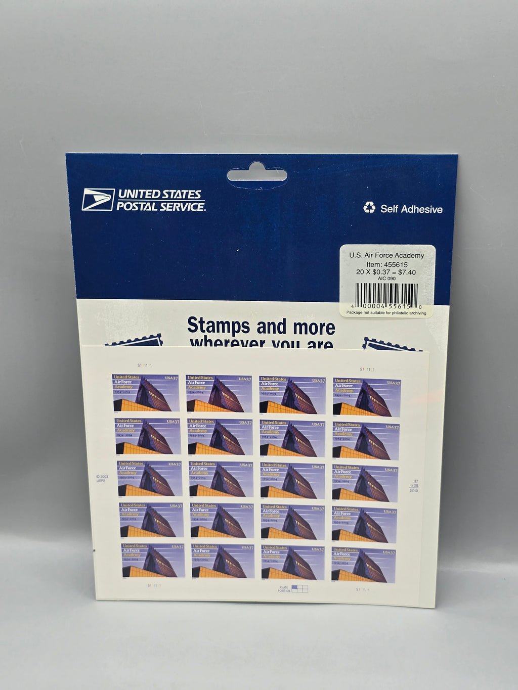 USPS U.S. Air Force Academy 50th Anniversary 37¢ Self Adhesive Stamp Booklet of 20 Sealed