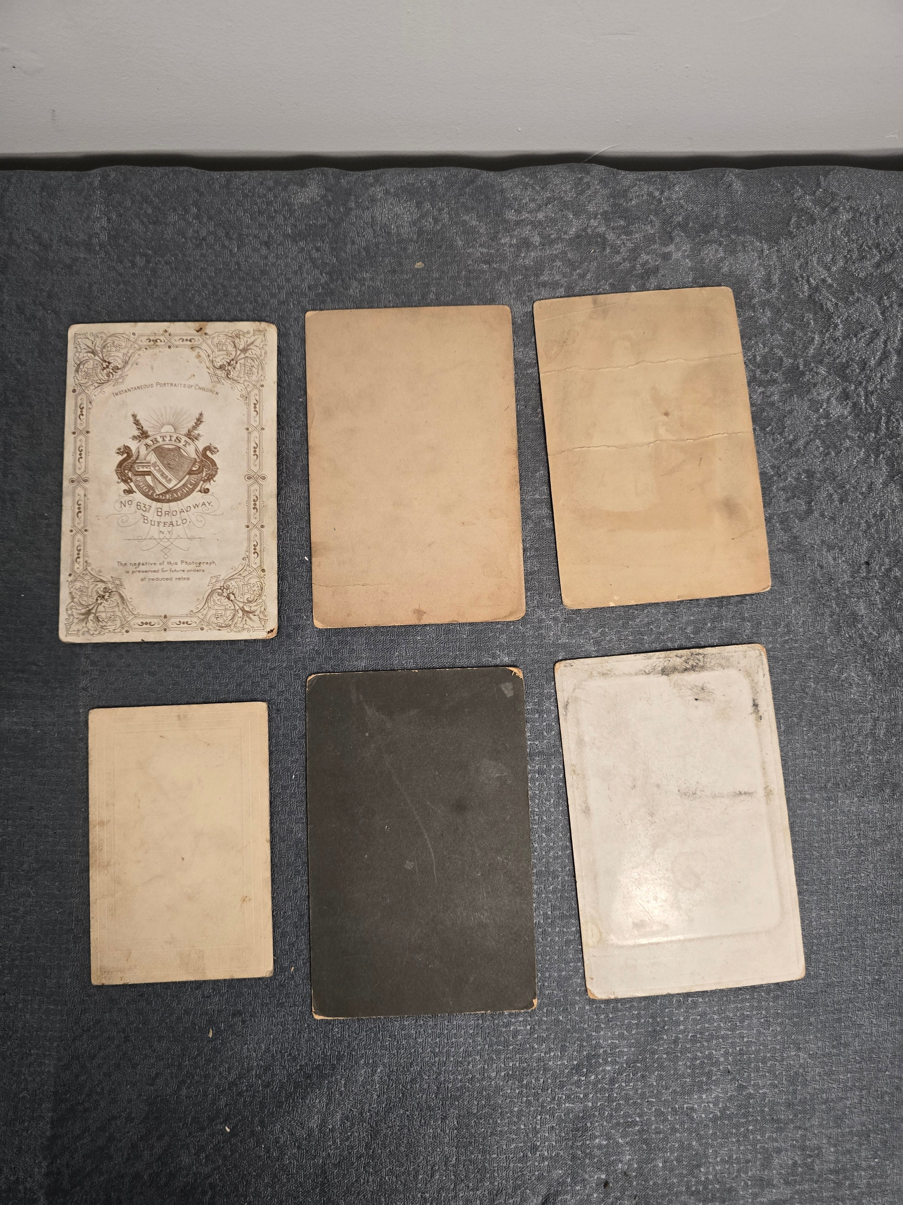 Lot of 6 Antique Cabinet Cards & Early Portrait Photographs Buffalo NY Williamsport PA Victorian Era