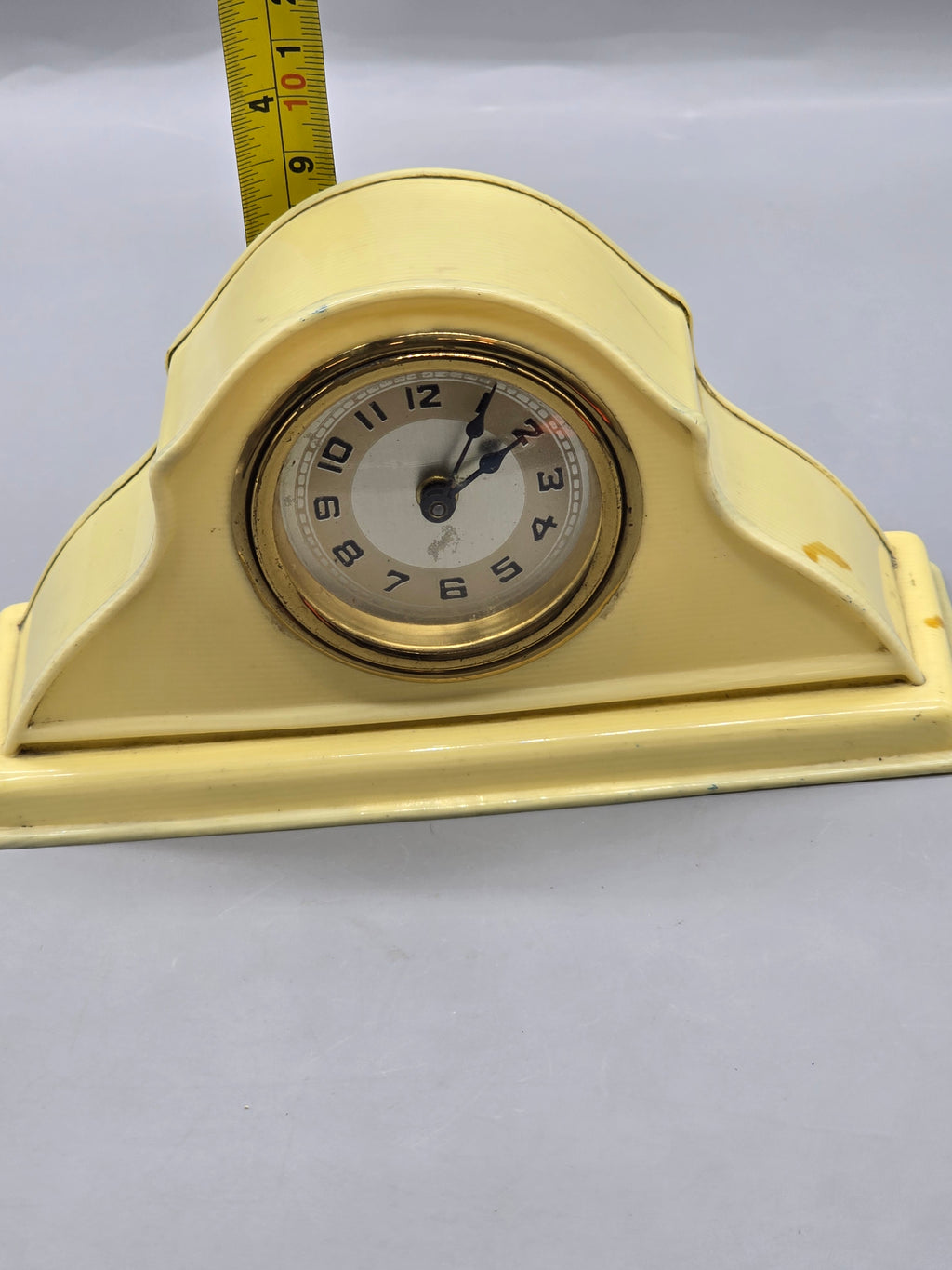 Vintage Art Deco Catalin Style Mantel Clock Cream Butterscotch Desk Shelf Clock Untested