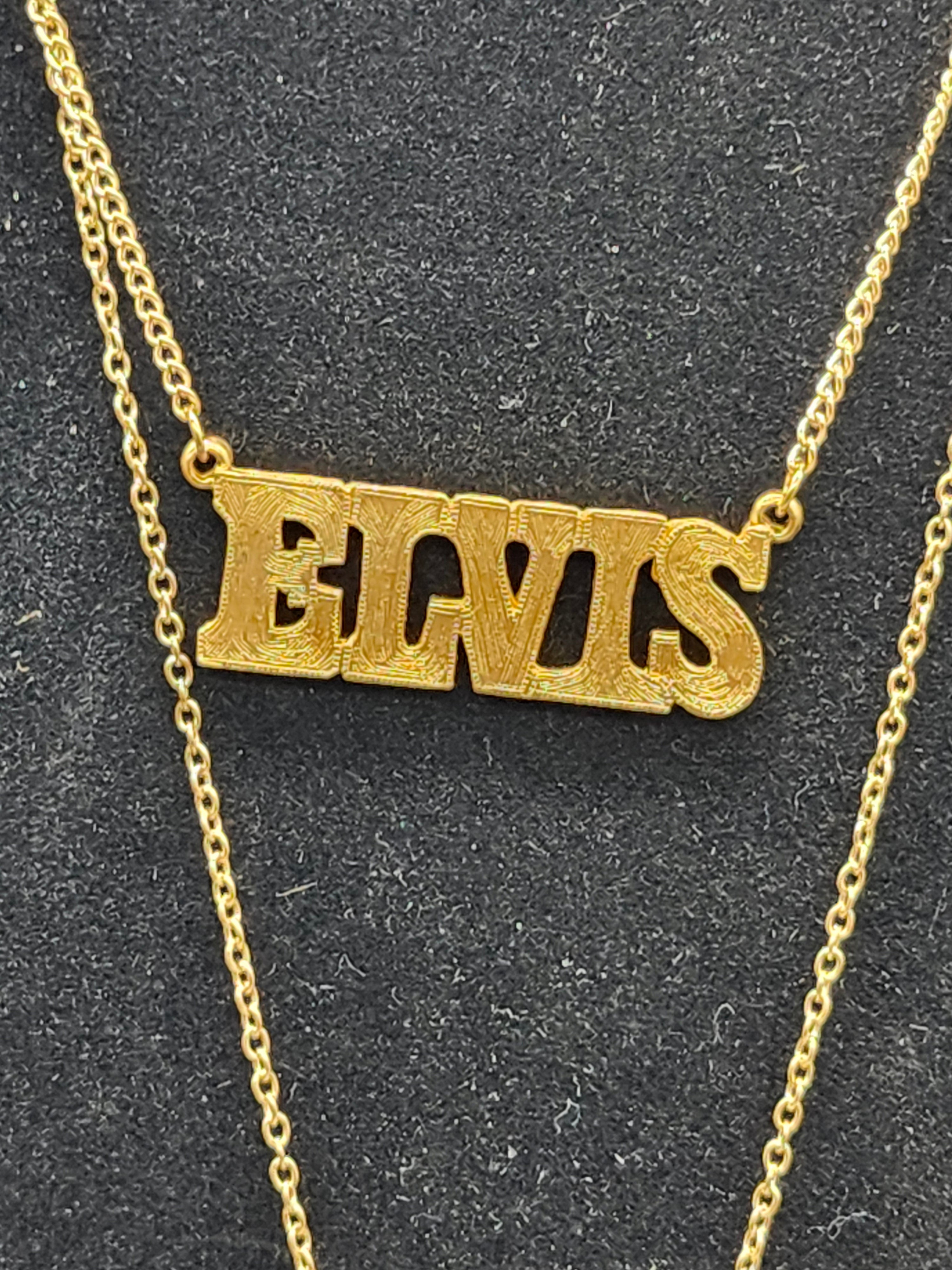 NOS Vintage 1977 Elvis Presley Boxcar Enterprises 3-Piece Gold-Tone Jewelry Set