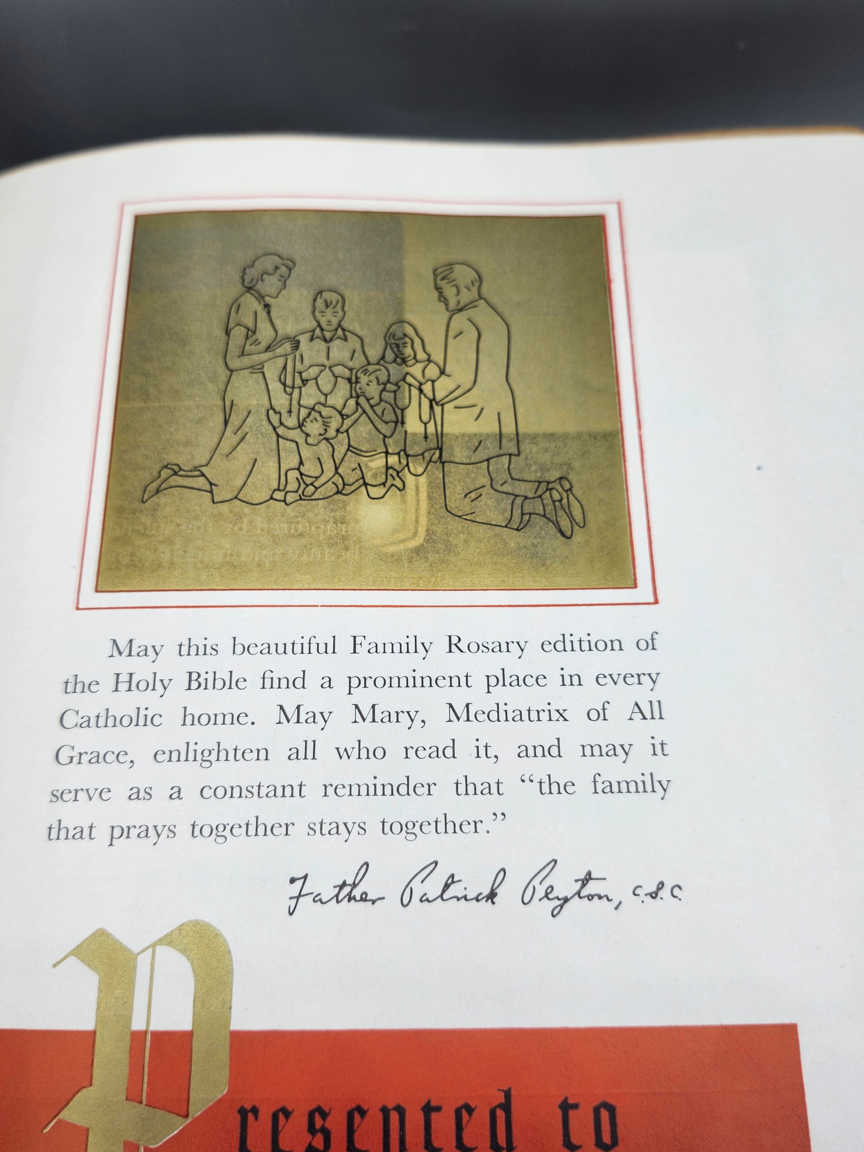 Vintage Family Rosary Catholic Bible Marian Year Edition Leatherette Illustrated
