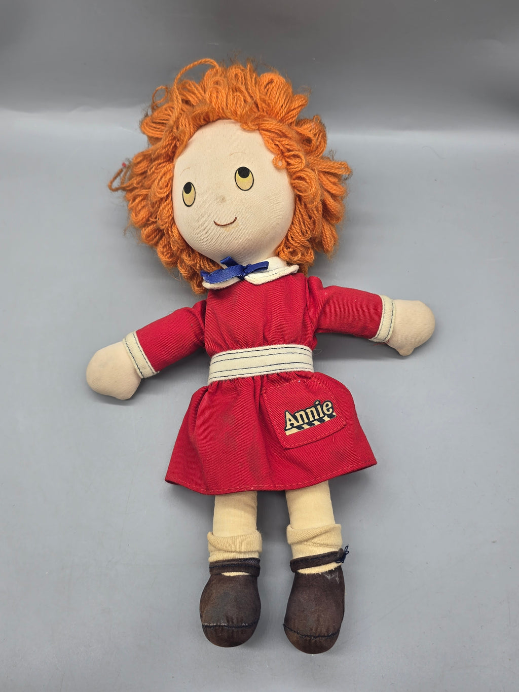 Vintage 1982 Applause Annie Rag Doll 12" Red Dress Yarn Hair Soft Cloth Plush