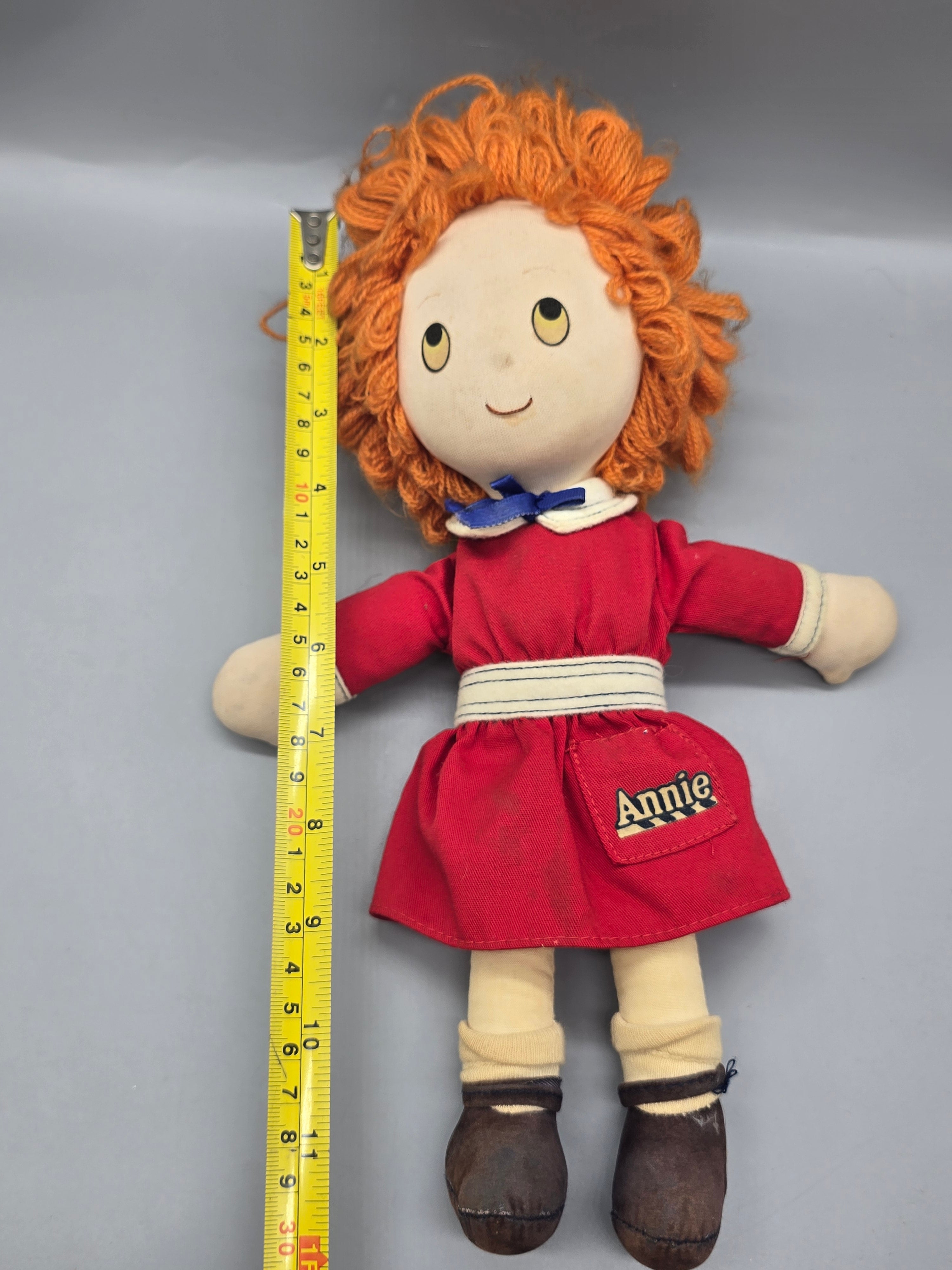Vintage 1982 Applause Annie Rag Doll 12" Red Dress Yarn Hair Soft Cloth Plush