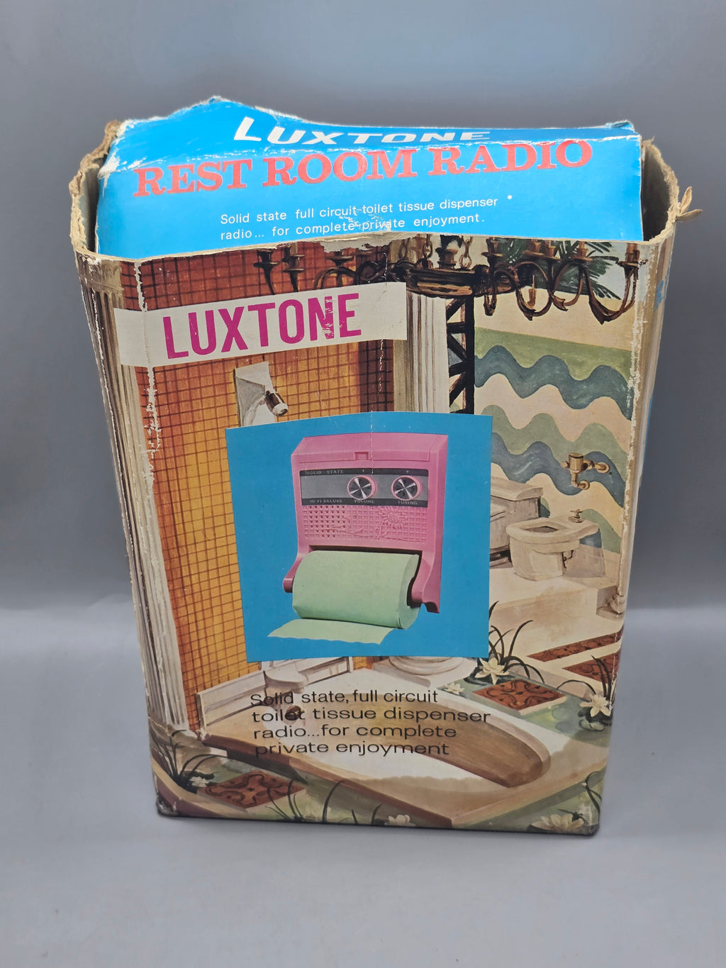 Vintage Luxtone Rest Room Radio Toilet Paper Dispenser AM Radio w/ Original Box & Manual – Read