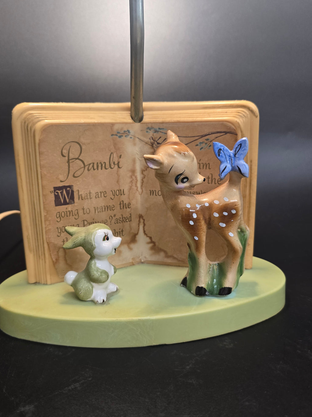 Vintage 1969 Disney Bambi & Thumper Figural Nursery Table Lamp