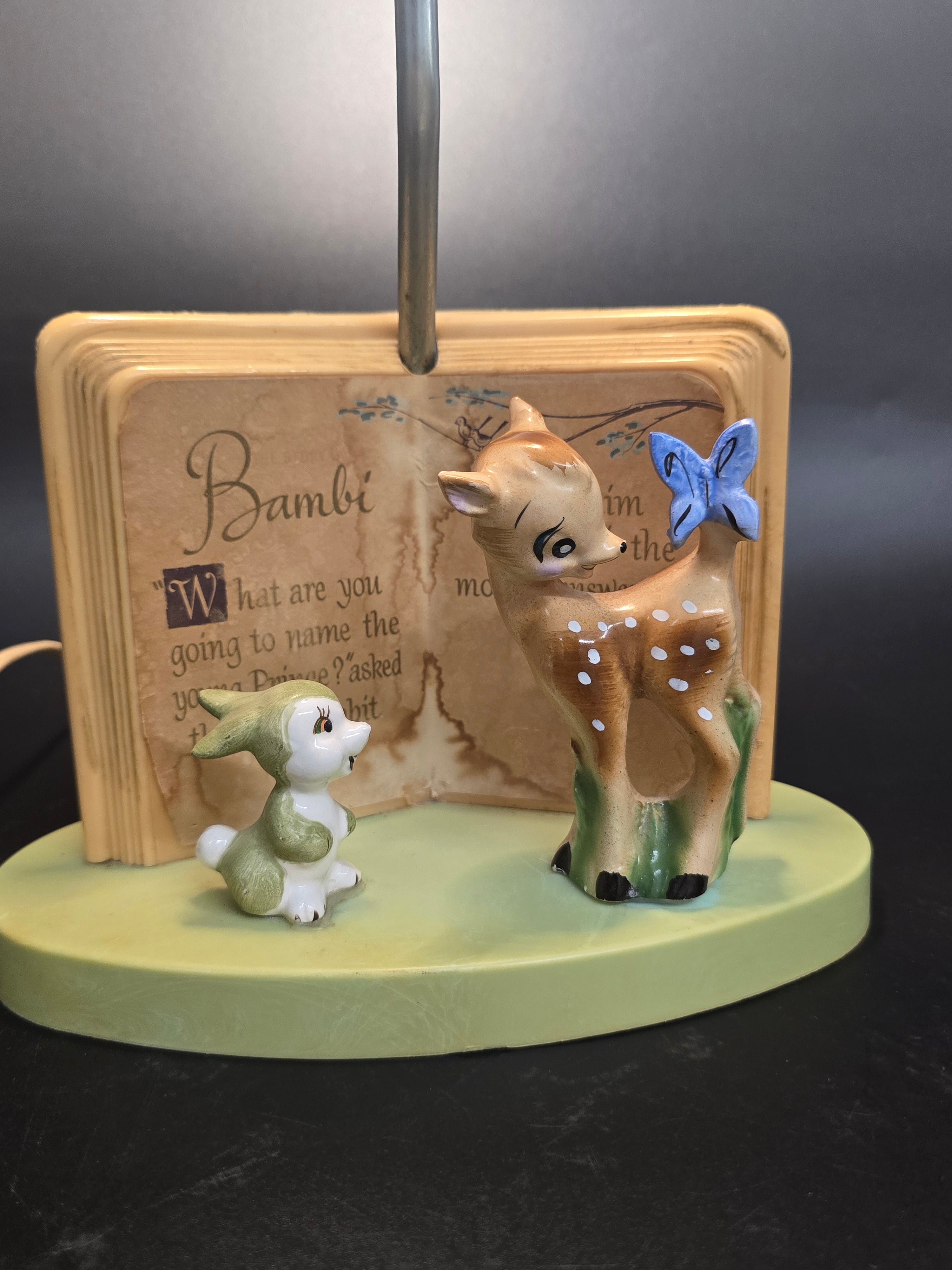 Vintage 1969 Disney Bambi & Thumper Figural Nursery Table Lamp