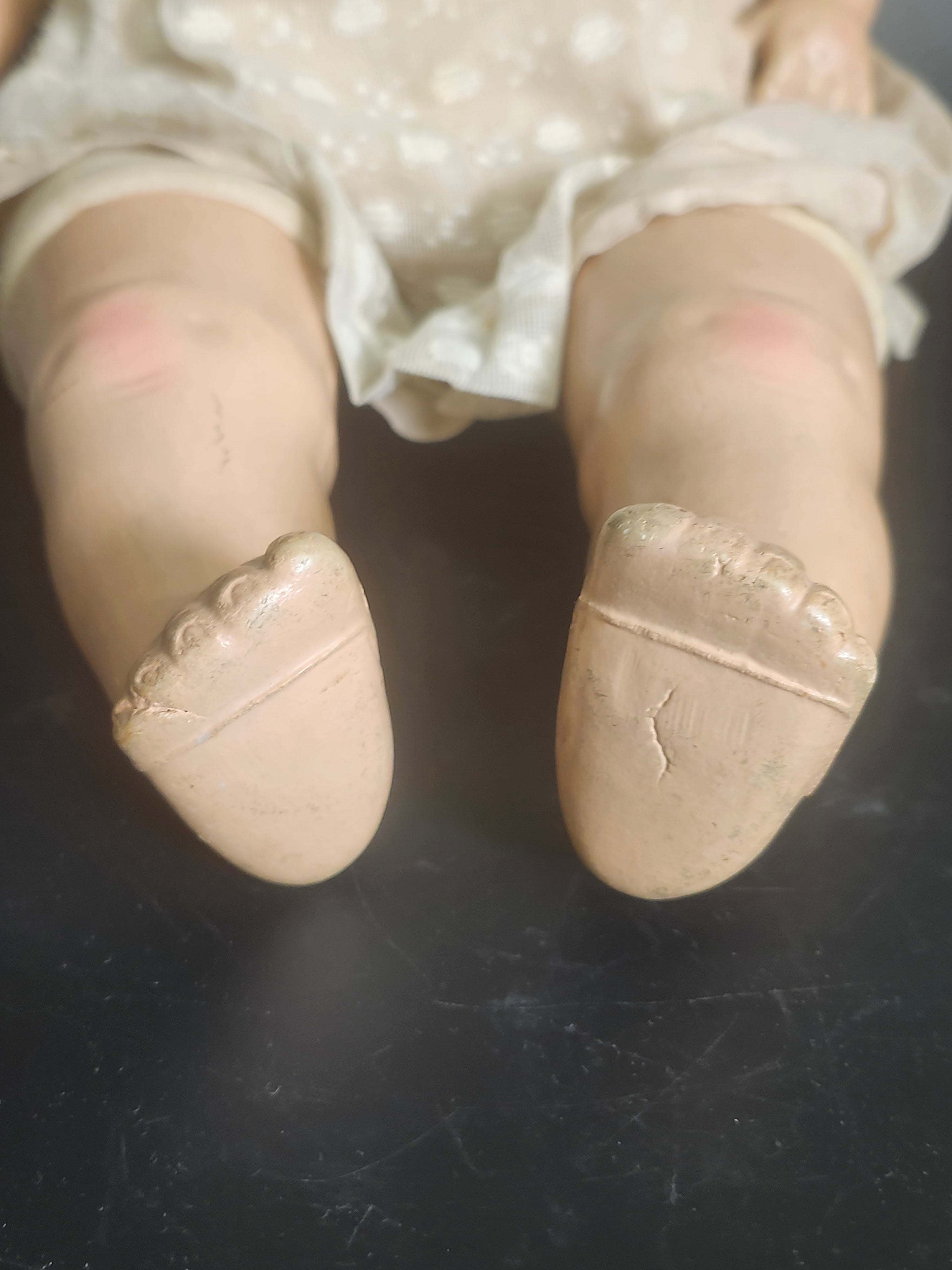 Vintage 1930s Composition Baby Doll 21” Sleep Eyes Teeth Original Clothing