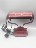 Vintage Industrial Desk Lamp Cast Iron Base Burgundy Pull Chain Tested Works