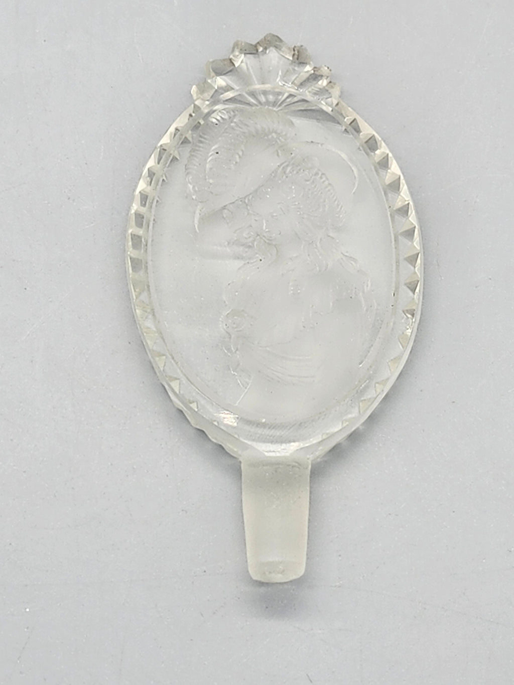 Vintage Frosted Glass Perfume Bottle Stopper Victorian Lady Intaglio Crystal