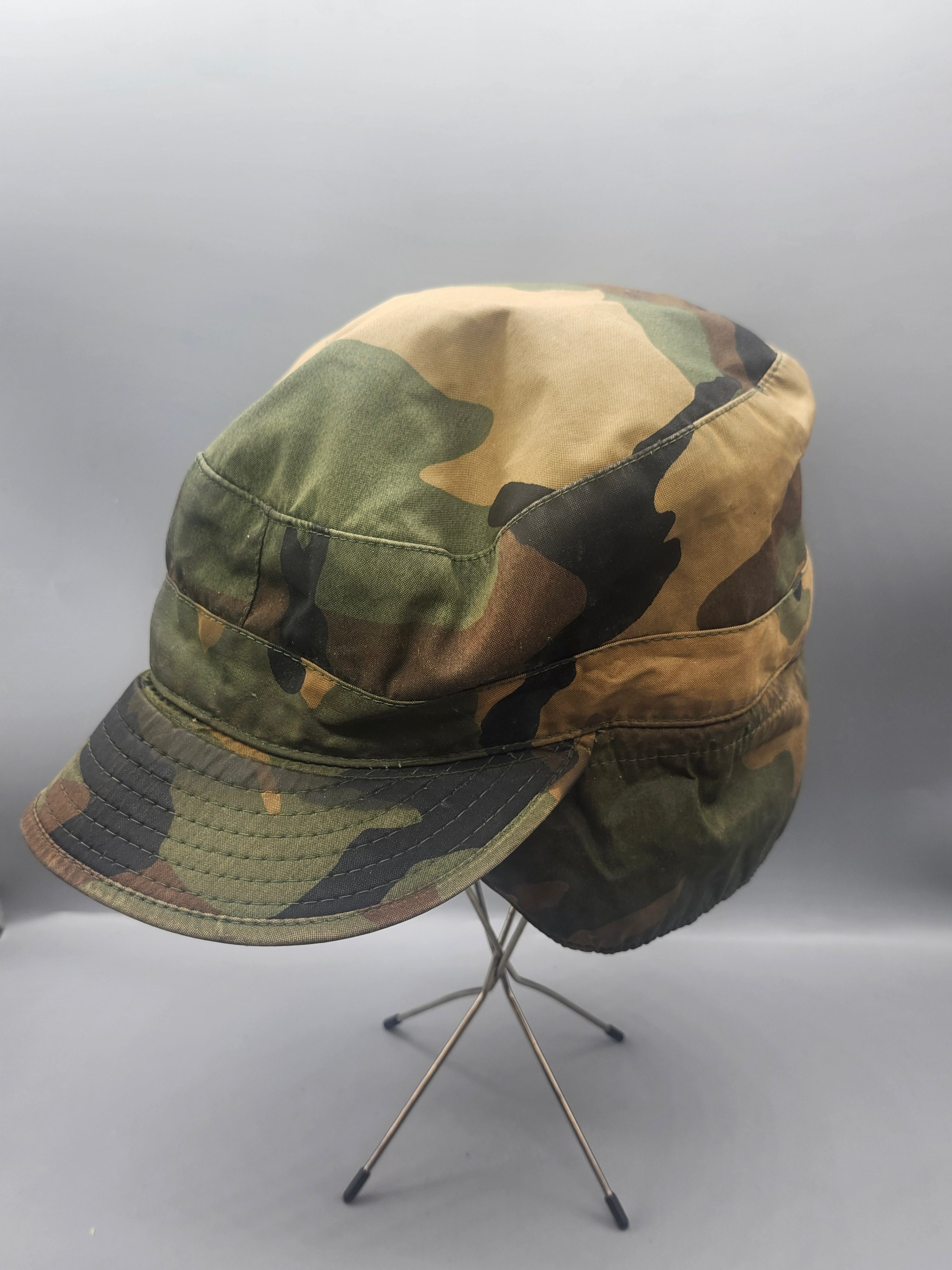 US Military Woodland Camo Patrol Cap Neck Flap Field Hat Size 7 3/4
