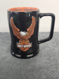 Harley-Davidson Eagle Black Ceramic Coffee Mug Orange Interior Licensed