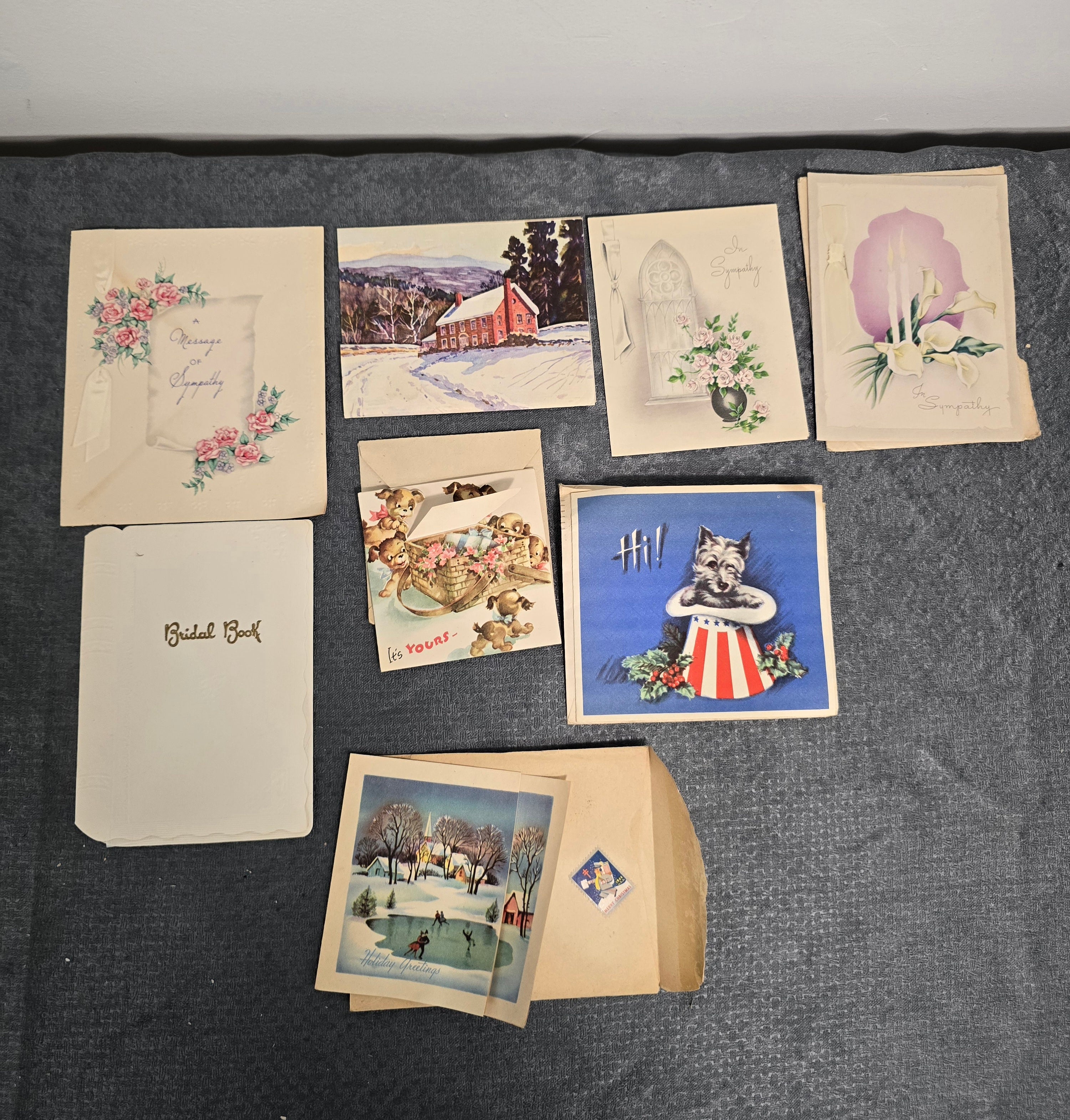 Vintage Handwritten Greeting Card Lot – 1940s–1960s Sympathy, Christmas, Bridal & Holiday Cards with Envelopes