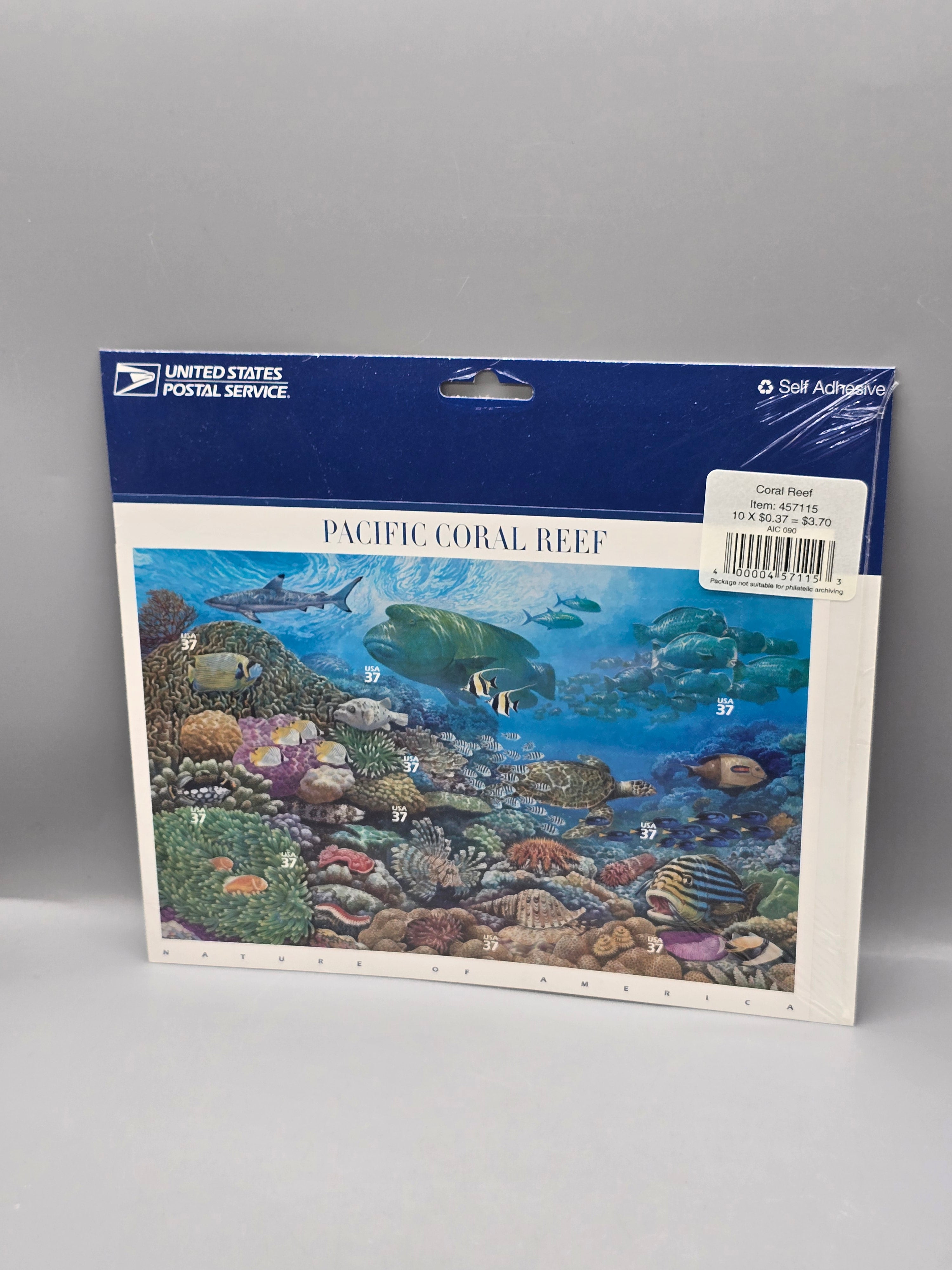 USPS Pacific Coral Reef 37¢ Nature of America Self Adhesive Stamp Pane of 10 Sealed