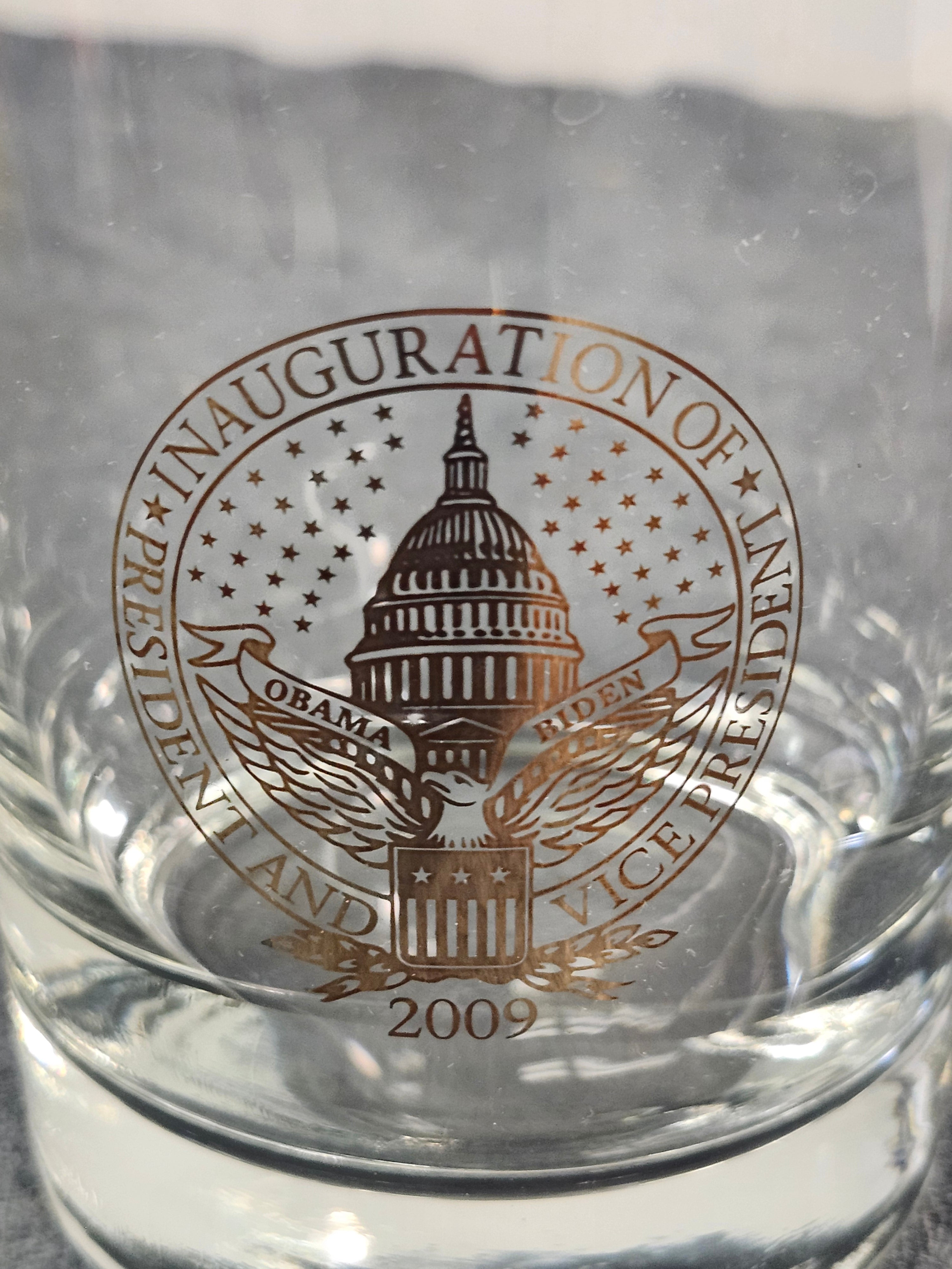 Set of 4 Obama Biden 2009 Inauguration Rocks Glasses Tumblers