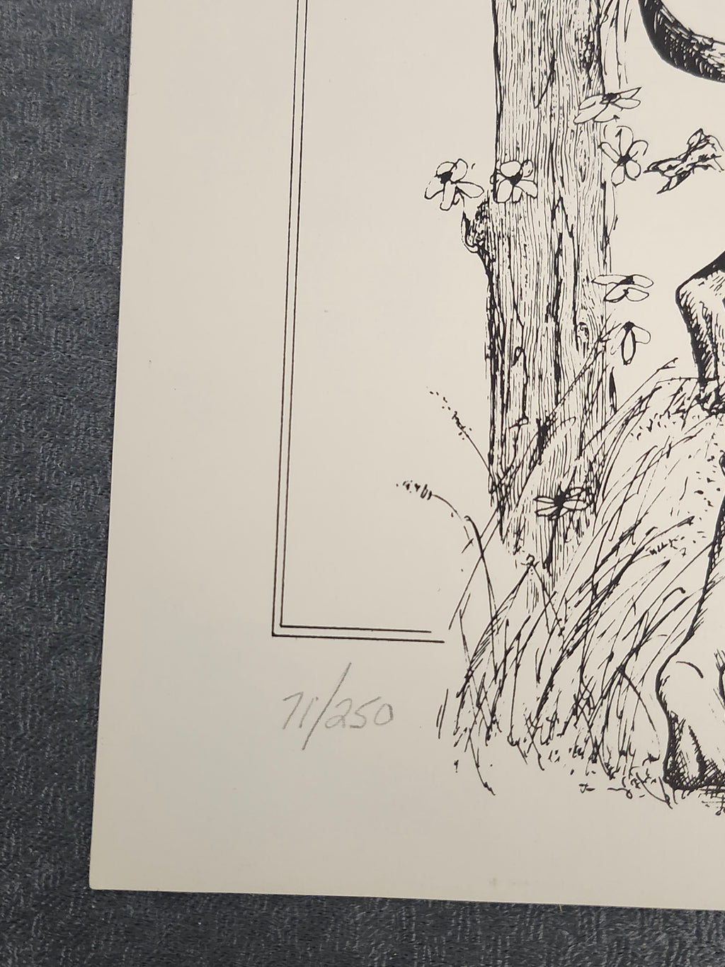 Signed Neseman 1980 Limited Edition Farm Boy Dog Print 71/250 11x14