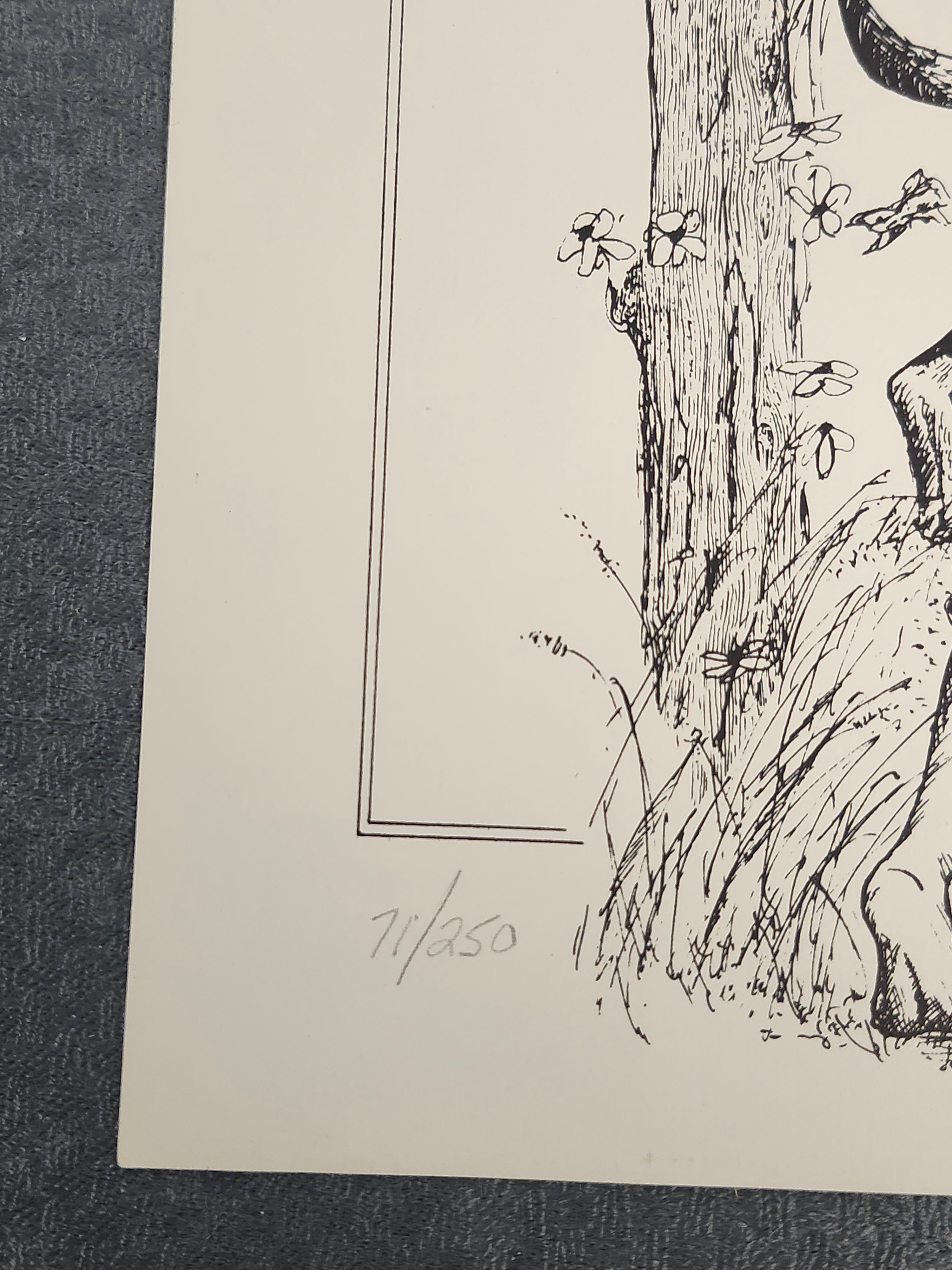 Signed Neseman 1980 Limited Edition Farm Boy Dog Print 71/250 11x14