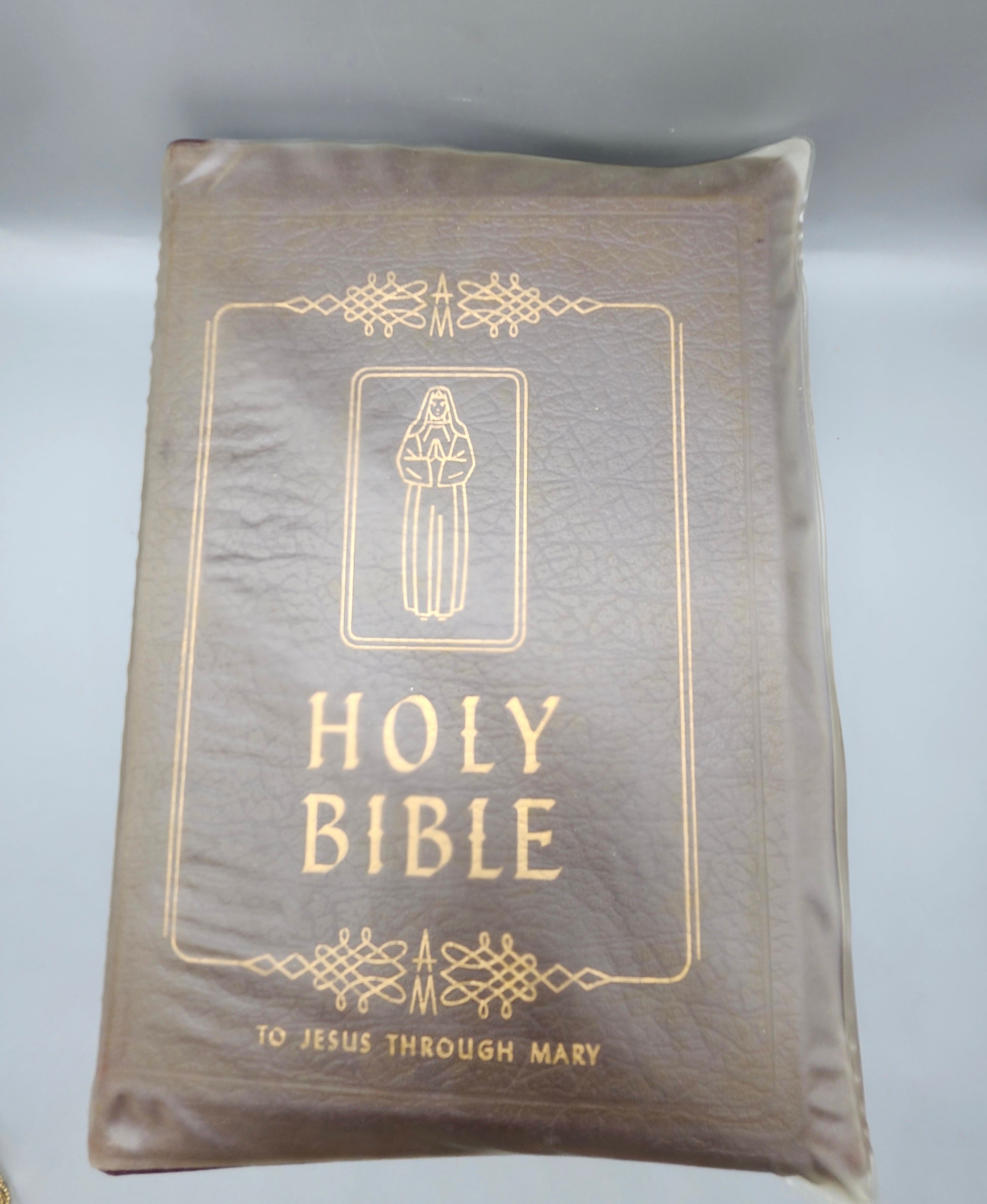 Vintage Family Rosary Catholic Bible Marian Year Edition Leatherette Illustrated