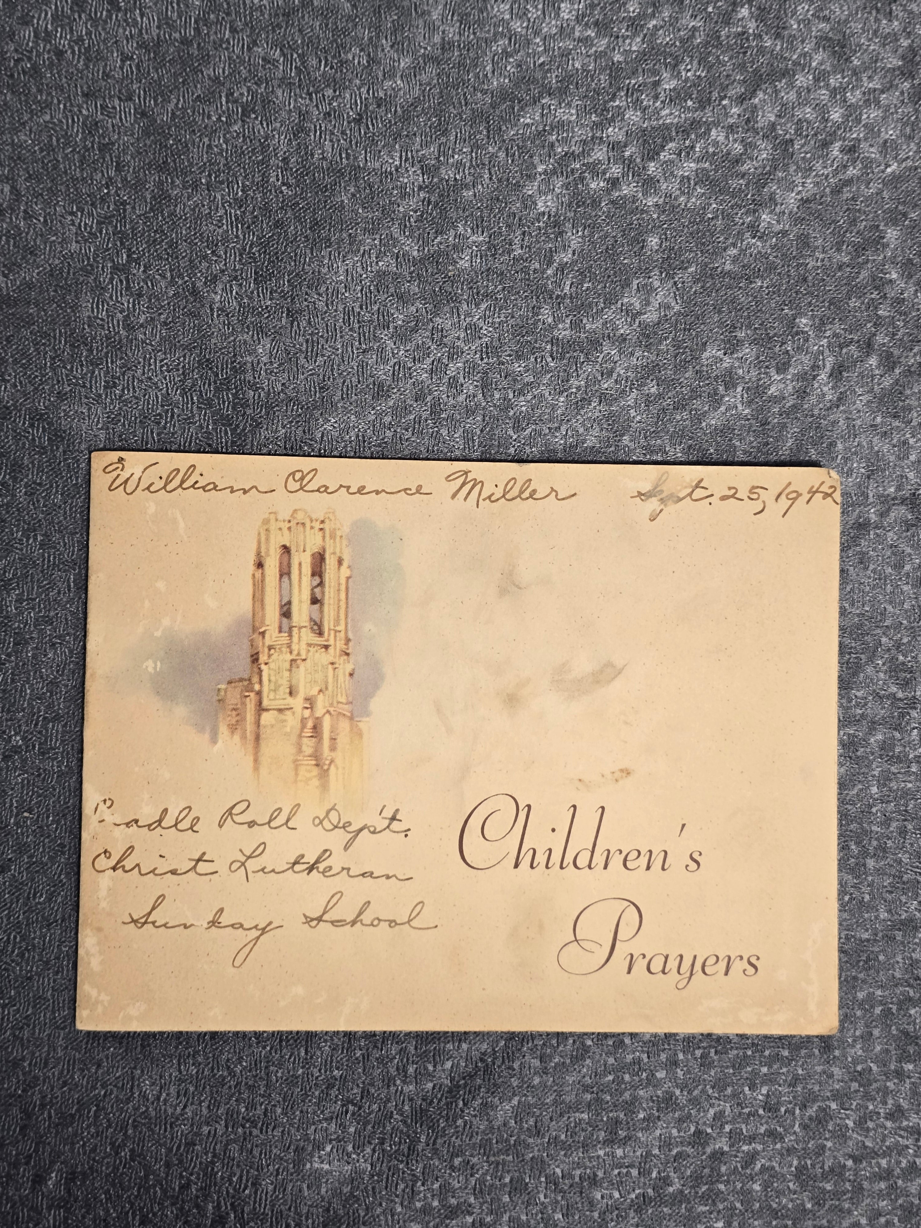 Vintage Children's Prayers Booklet 1942 Christ Lutheran Sunday School Religious Book