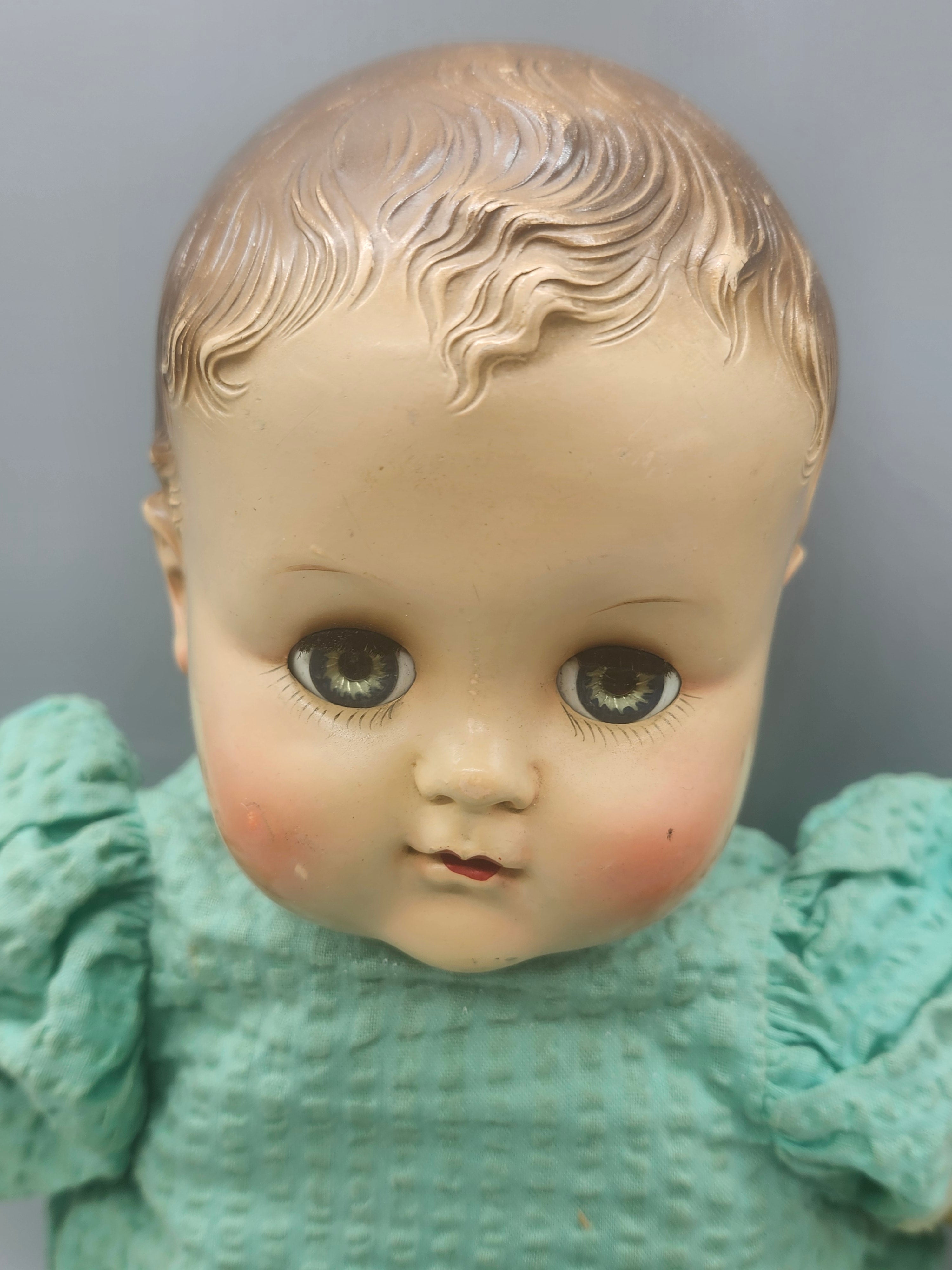 Vintage R&B Composition Baby Doll Sleep Eyes Cloth Body 16"