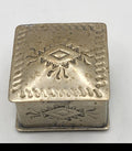 Small Silver Metal Trinket Box Southwestern Geometric Design Hinged Lid Decor