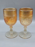 Set of 2 Vintage Indiana Glass Peach Luster Harvest Grape Water Goblets Stemmed Glasses