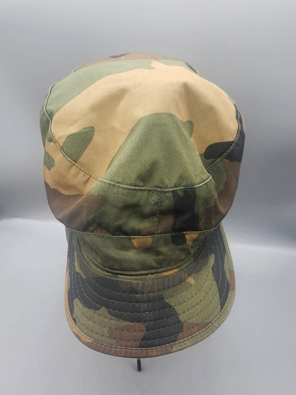US Military Woodland Camo Patrol Cap Neck Flap Field Hat Size 7 3/4