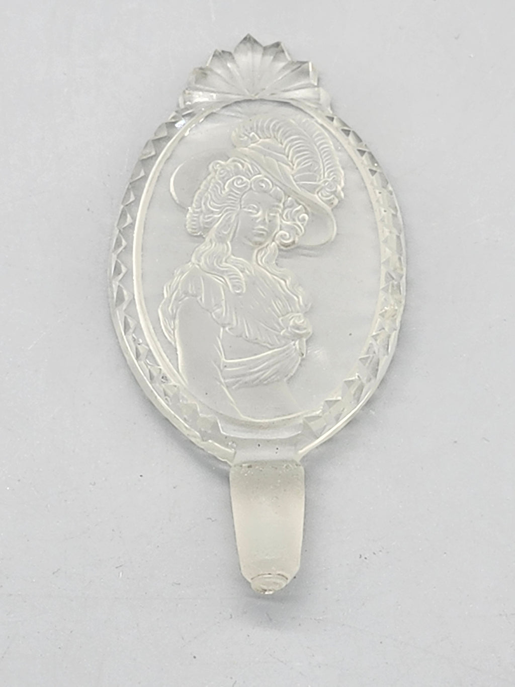 Vintage Frosted Glass Lady Cameo Perfume Bottle Stopper Art Deco Style