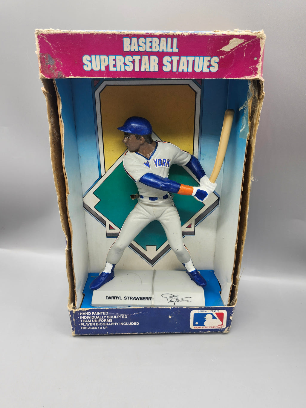 Vintage Darryl Strawberry Baseball Superstar Statue Mets w/ Box 1989 MLB