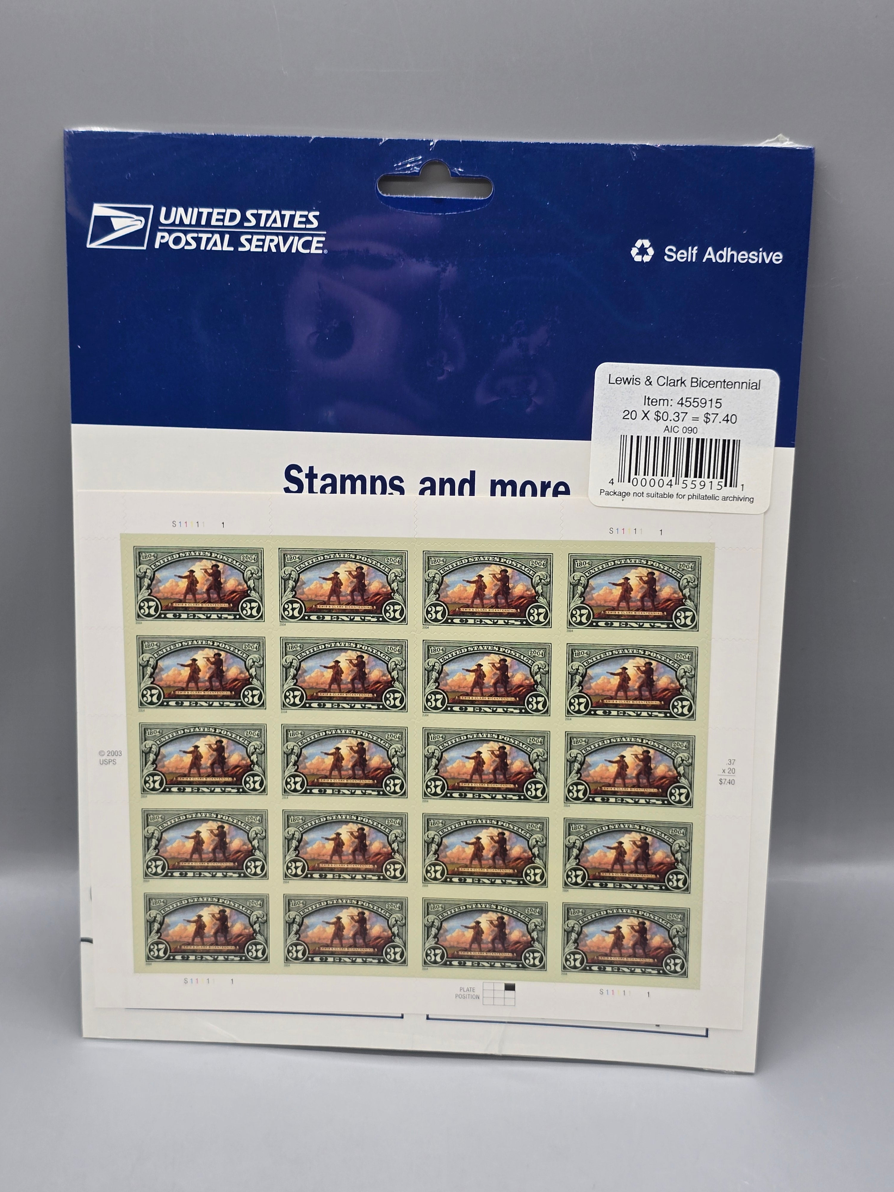 USPS Lewis & Clark Bicentennial 37¢ Self Adhesive Stamp Booklet of 20 Sealed