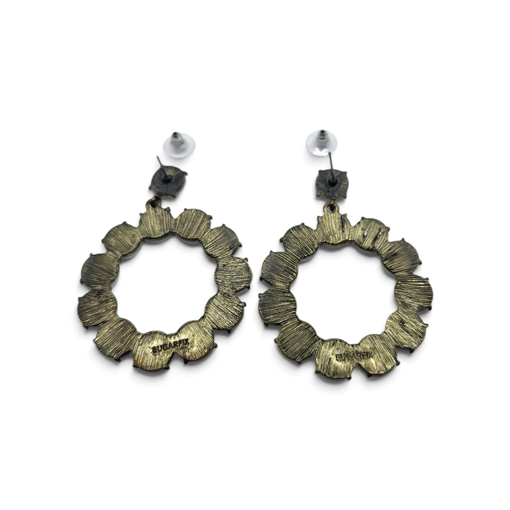 Sugarfix Gray Faux Pearl Open Circle Statement Earrings