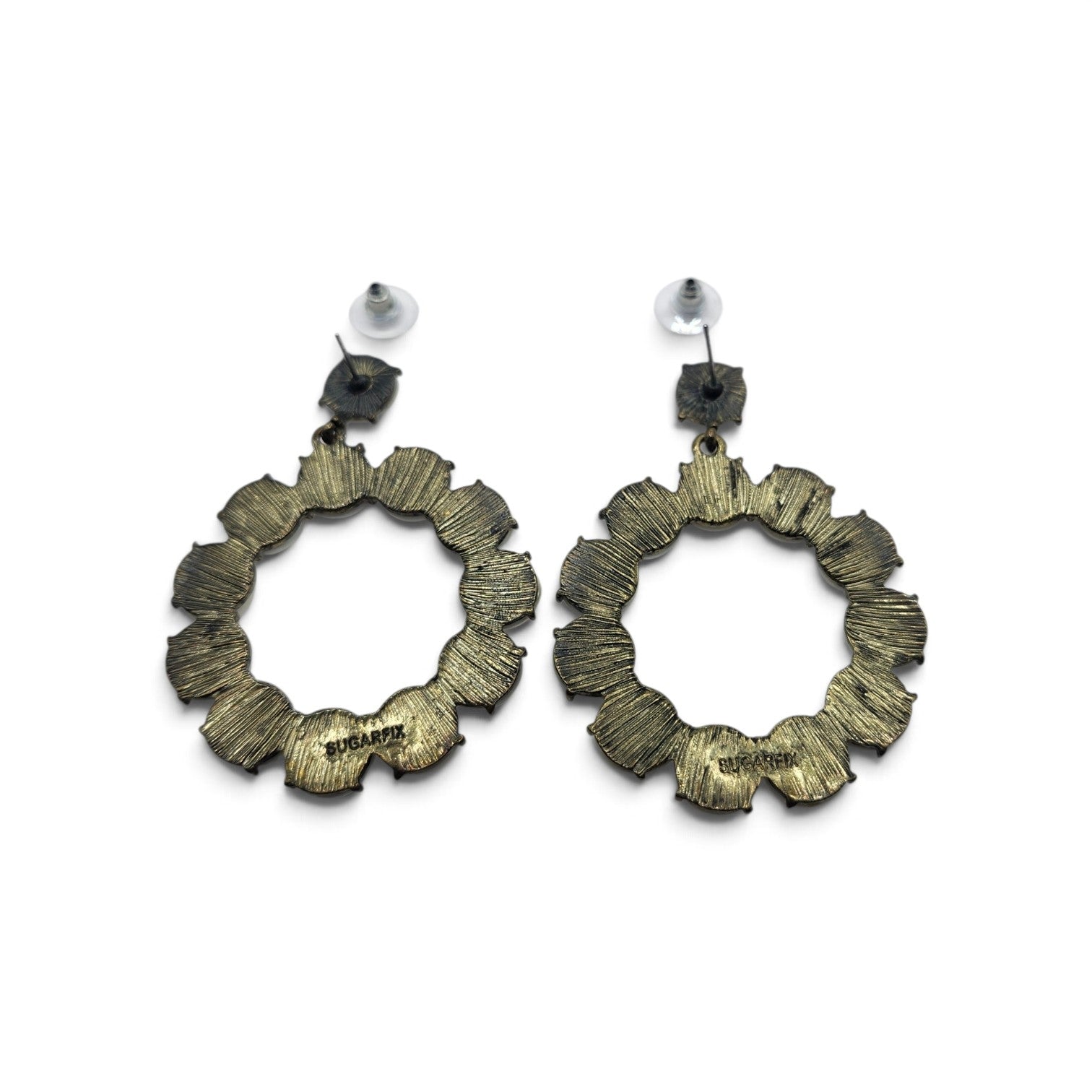 Sugarfix Gray Faux Pearl Open Circle Statement Earrings
