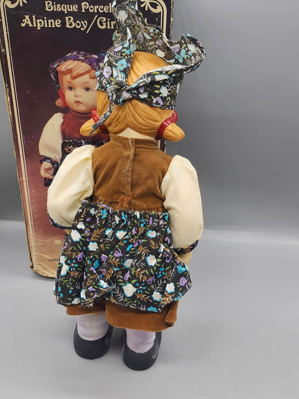 Vintage Price Products Bisque Porcelain Alpine Girl Doll 11" w/ Box