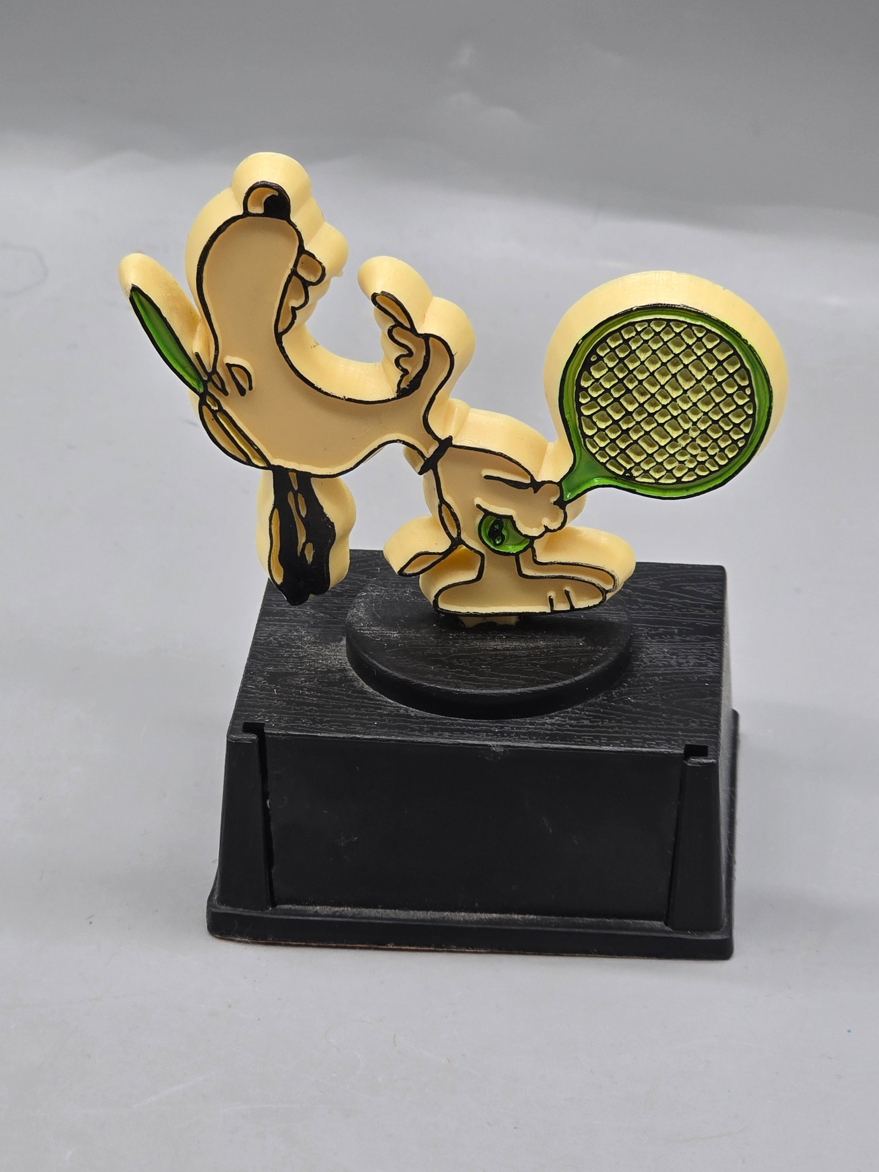 Vintage 1958 Snoopy Tennis Trophy Figurine Peanuts Award Statue on Black Base