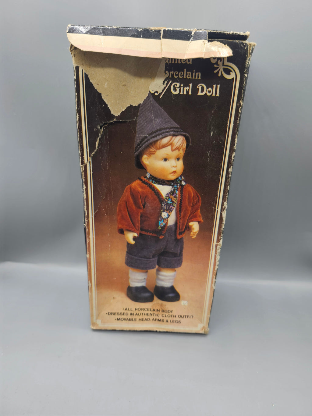 Vintage Price Products Bisque Porcelain Alpine Girl Doll 11" w/ Box