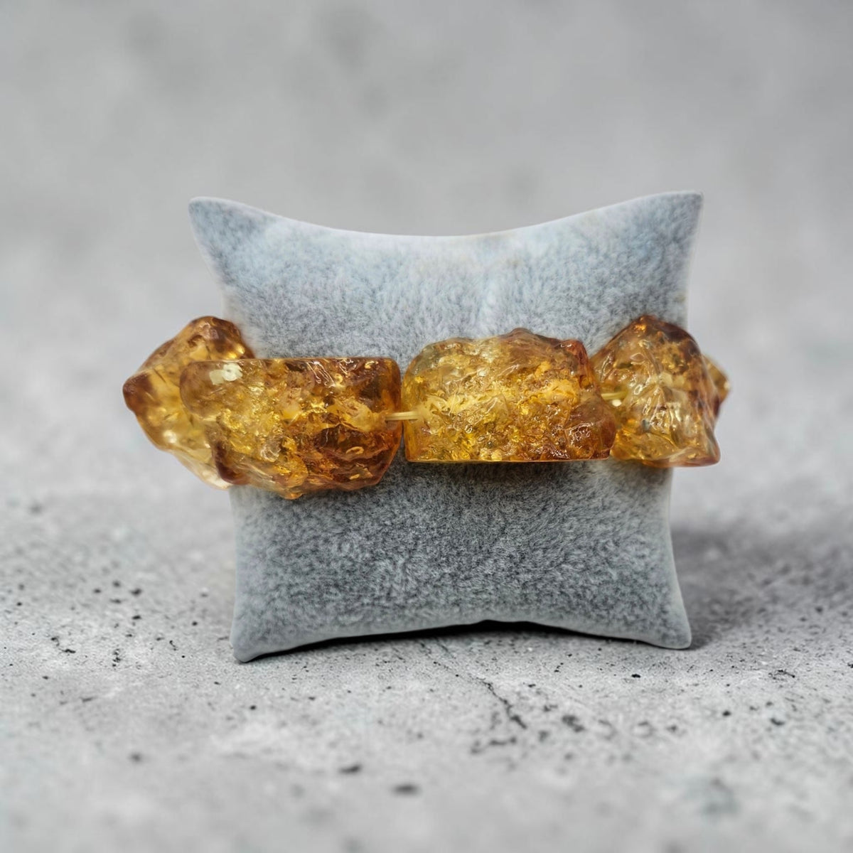 Chunky Honey Color Resin Nugget Stretch Bracelet Vintage Statement Jewelry