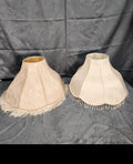 Vintage Victorian Style Lamp Shades Pair Floral Fringe Beaded Boudoir Cottage...